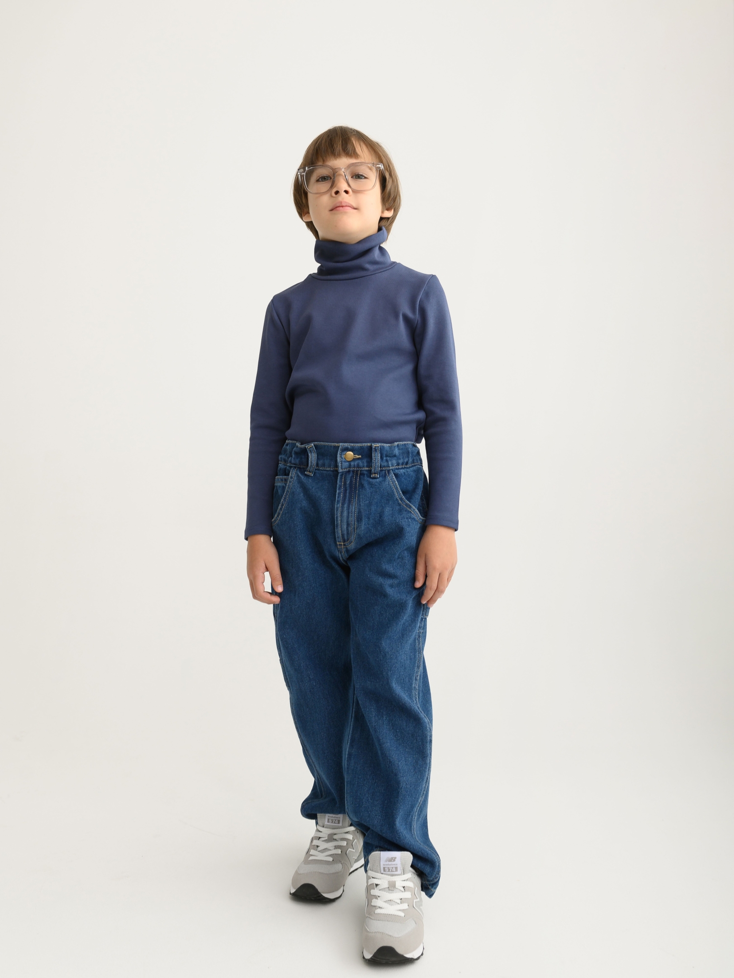 Джемпер для мальчика из трикотажной рибаны (110/30, тём.синий)