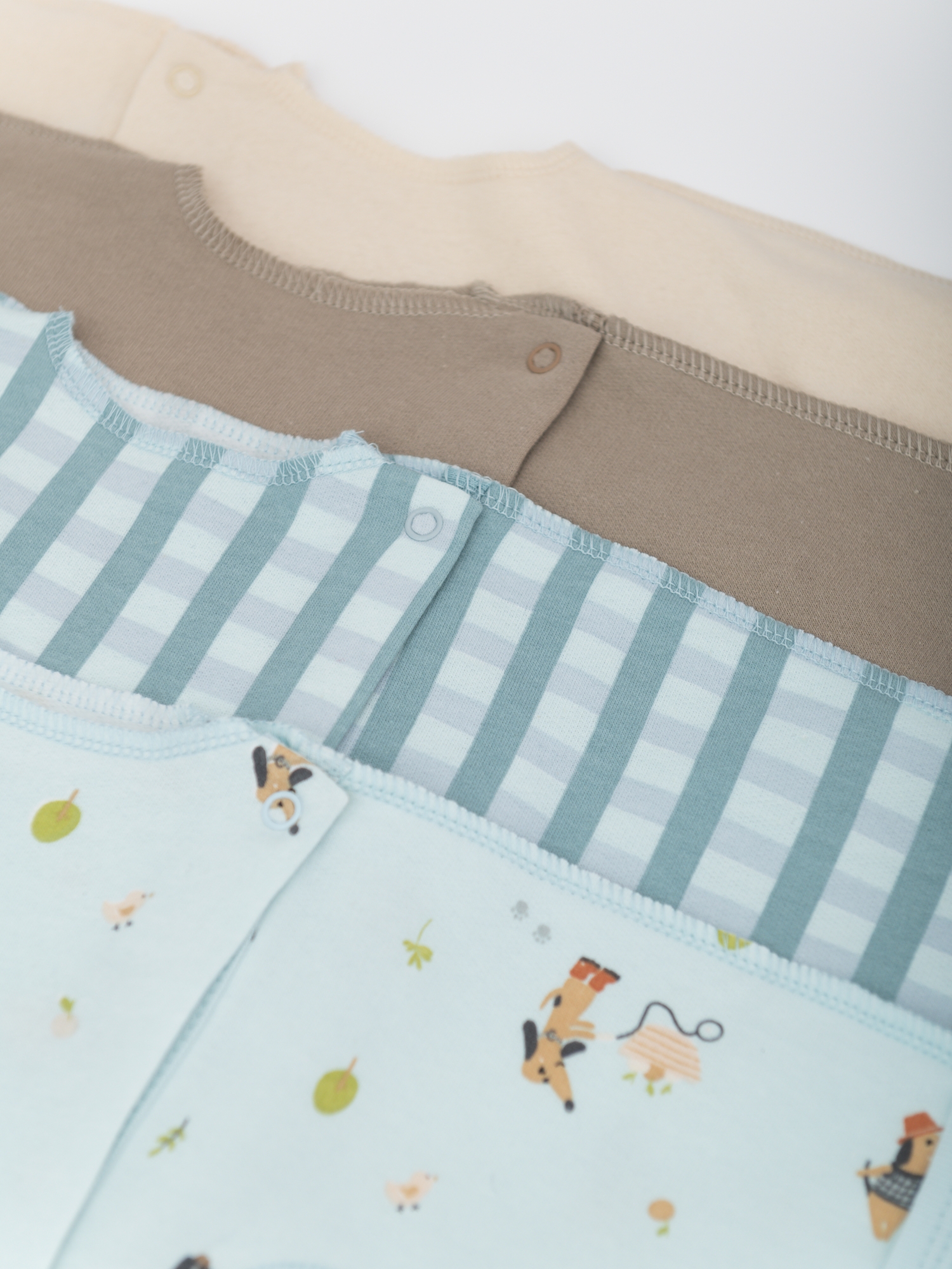 Распашонка утепленная комплект 4шт (56/18, беж/бирюза)