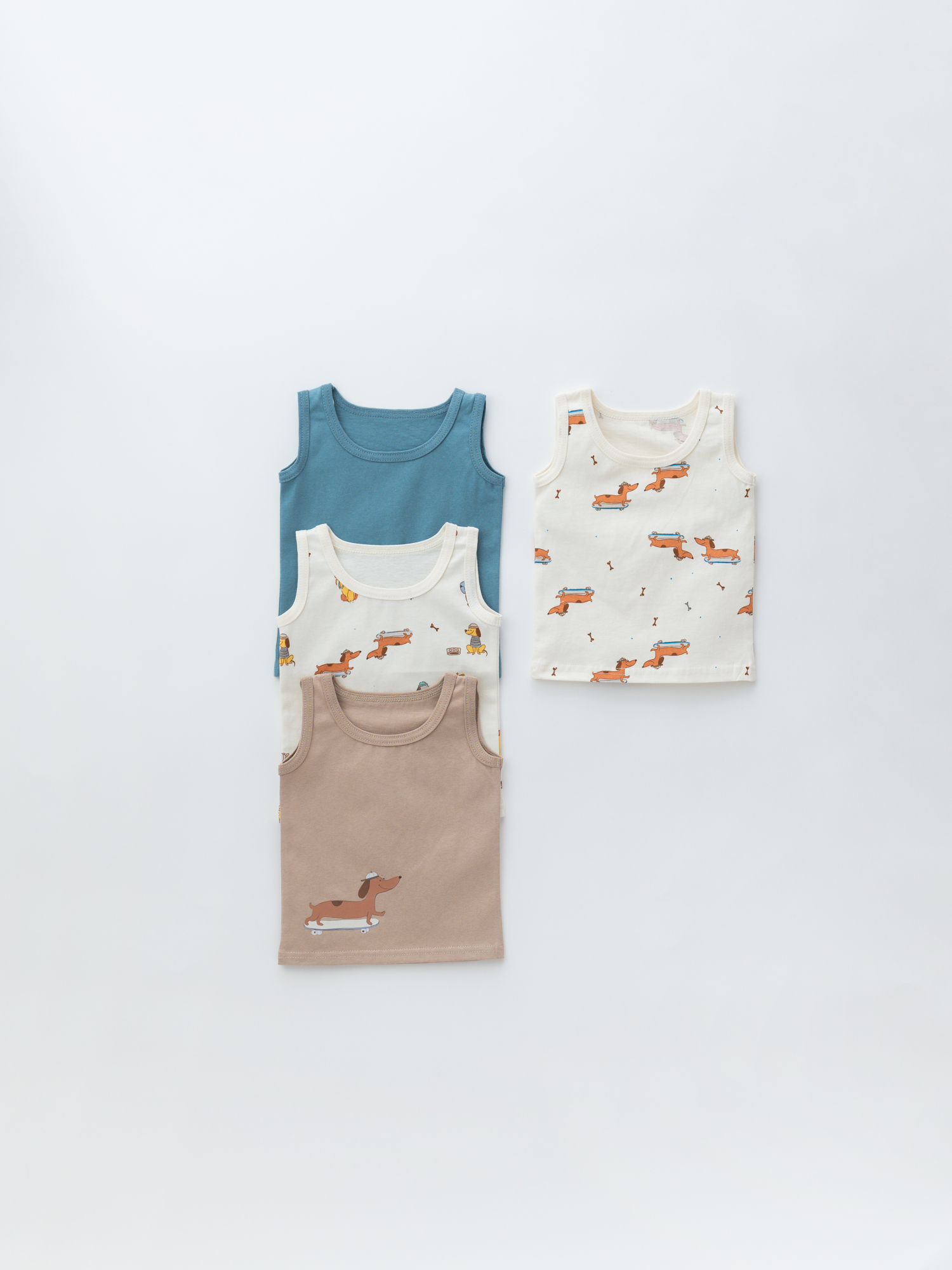 Майка для мальчика 4 шт. (98/28, беж/синий)