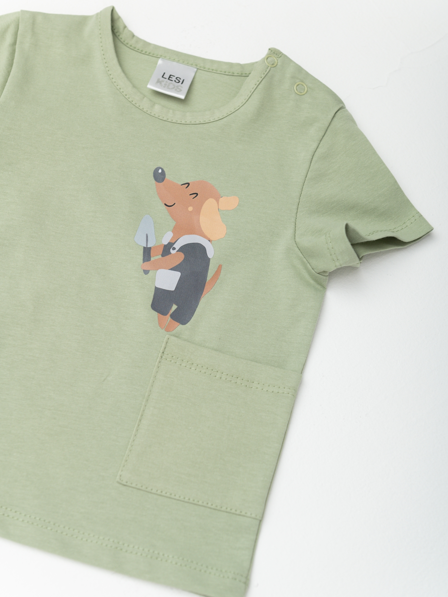 Комплект кофта ясельная+футболка (68/22, зел/собаки)