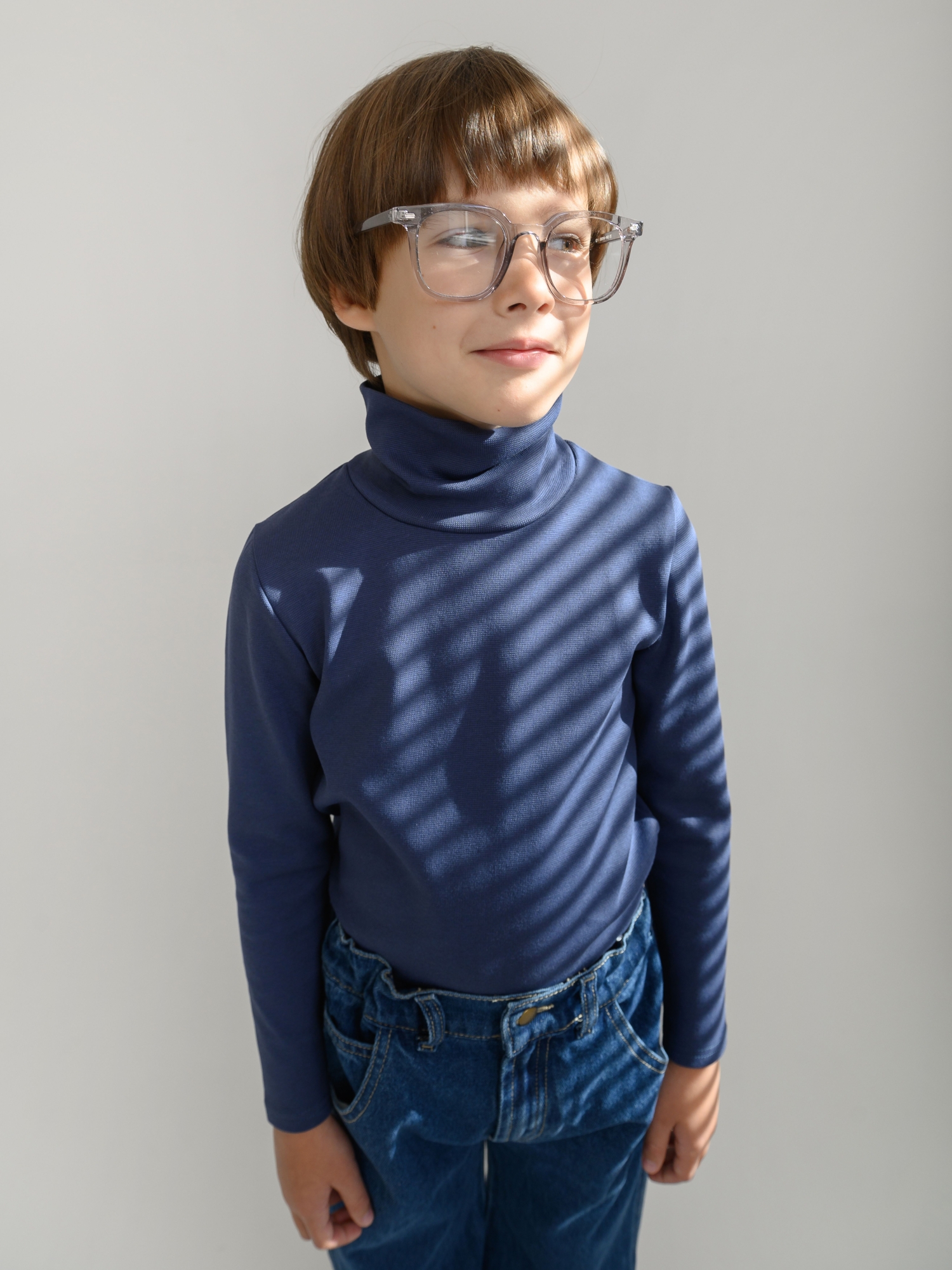 Джемпер для мальчика из трикотажной рибаны (110/30, тём.синий)