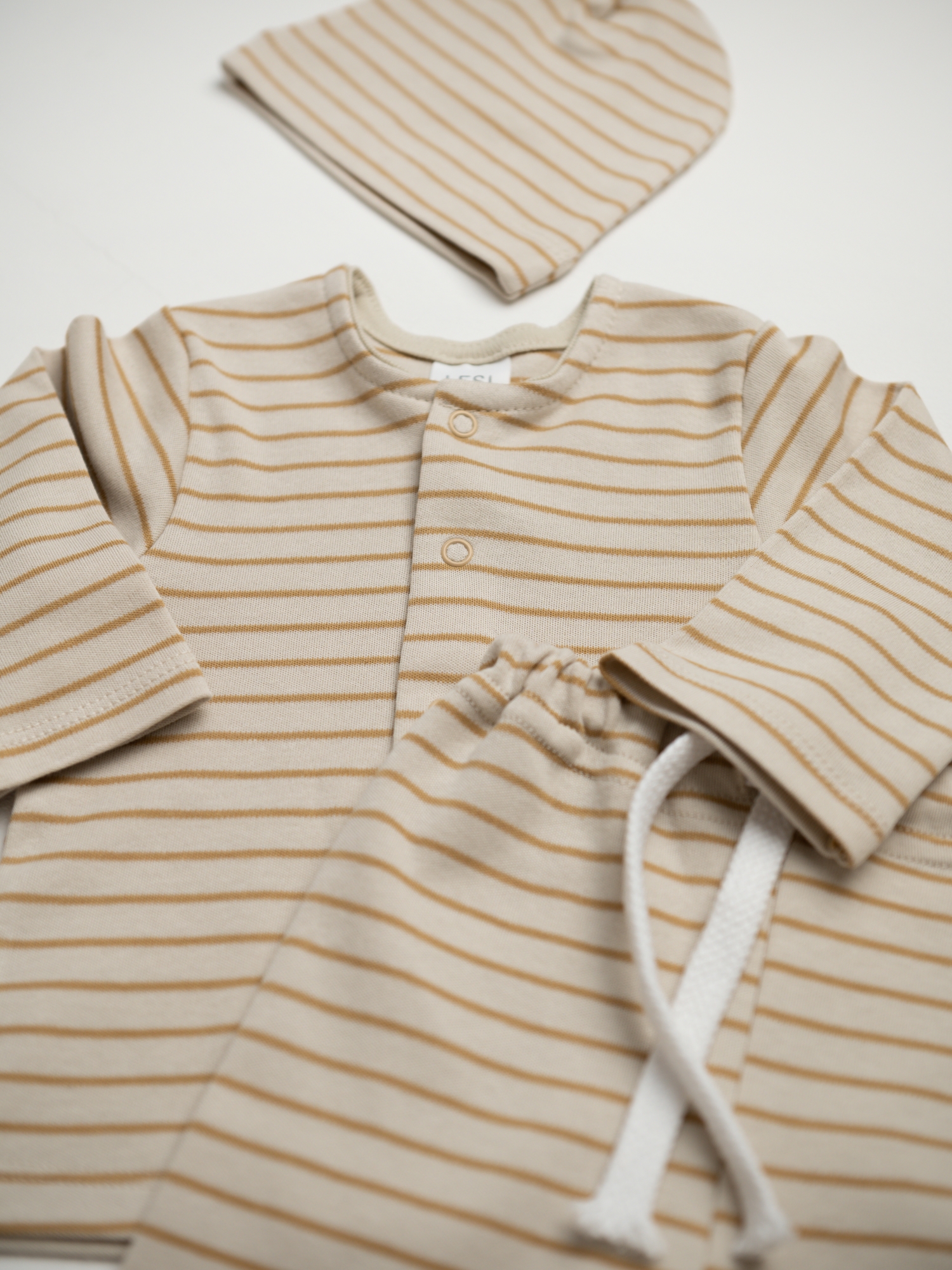 Кофточка на кнопках из трикотажного интерлока (68/22, Бежевый/Желтый)