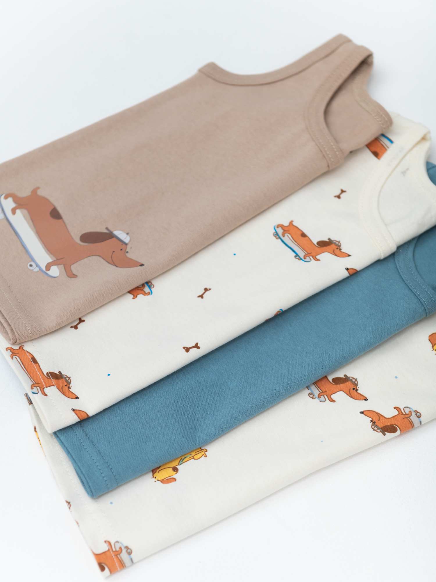 Майка для мальчика 4 шт. (98/28, беж/синий)