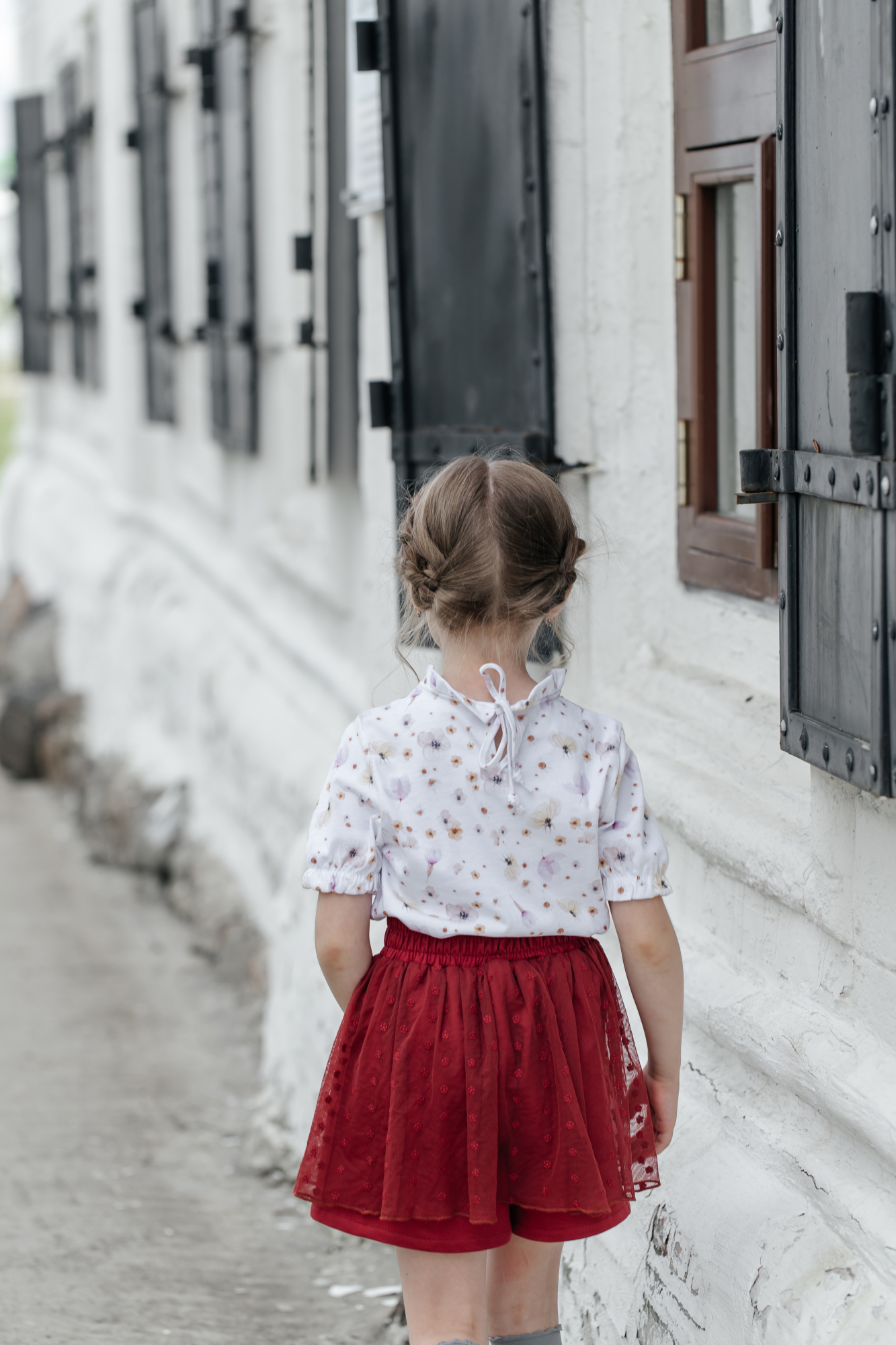 Футболка для девочки (116/32, персик/цветы)