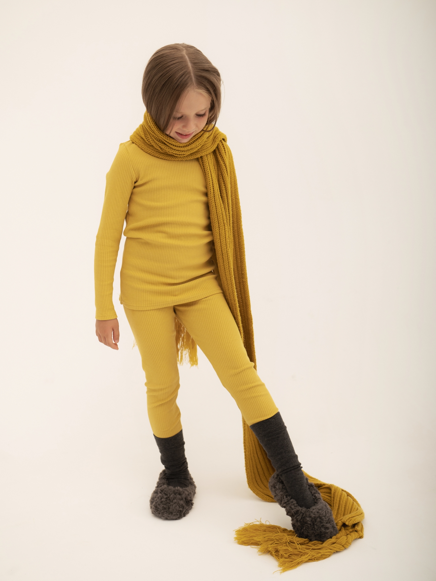 Костюм водолазка и легинсы (104/30, желтый)