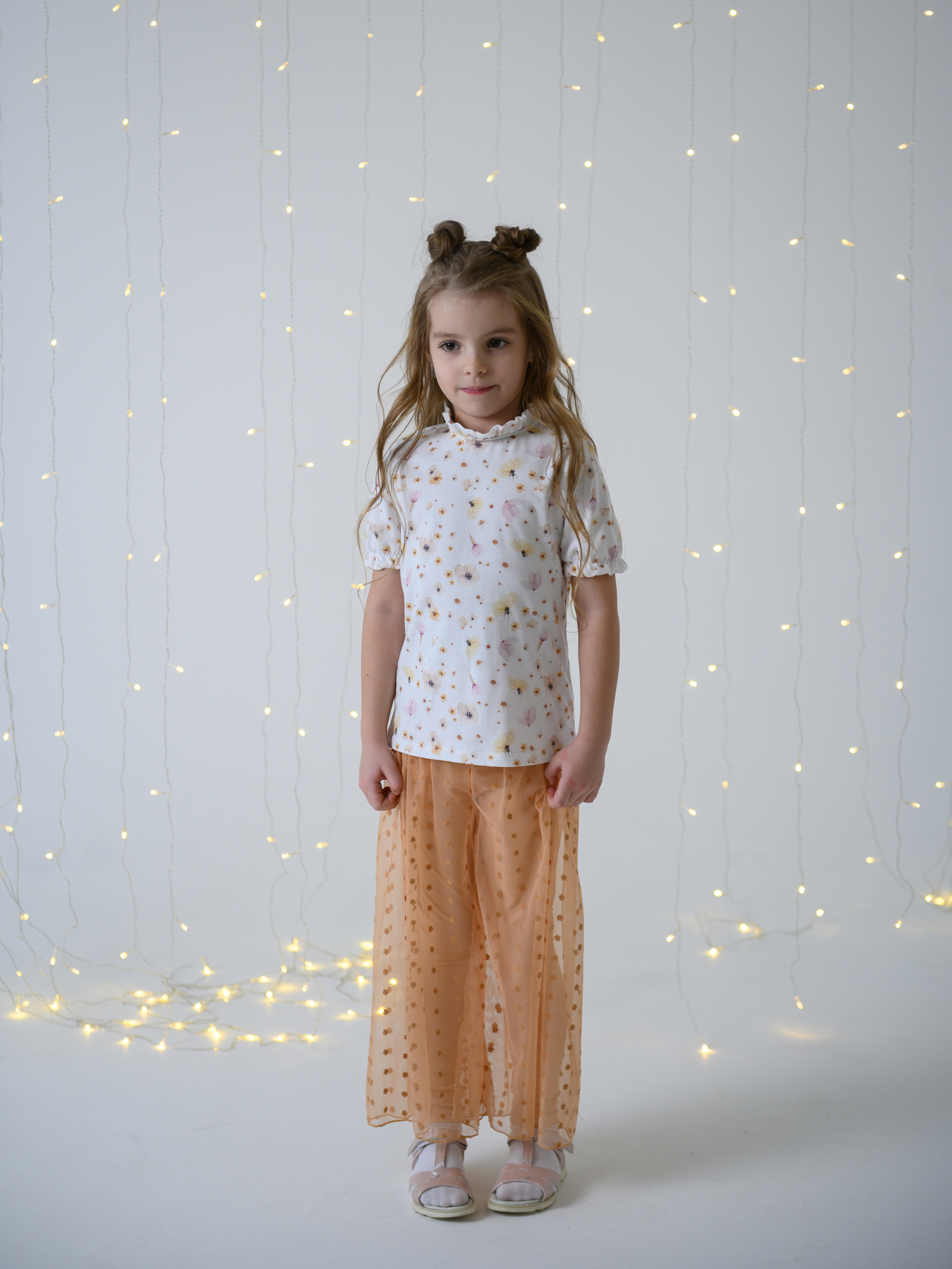 Легинсы для девочки цветы (104/30, персик)