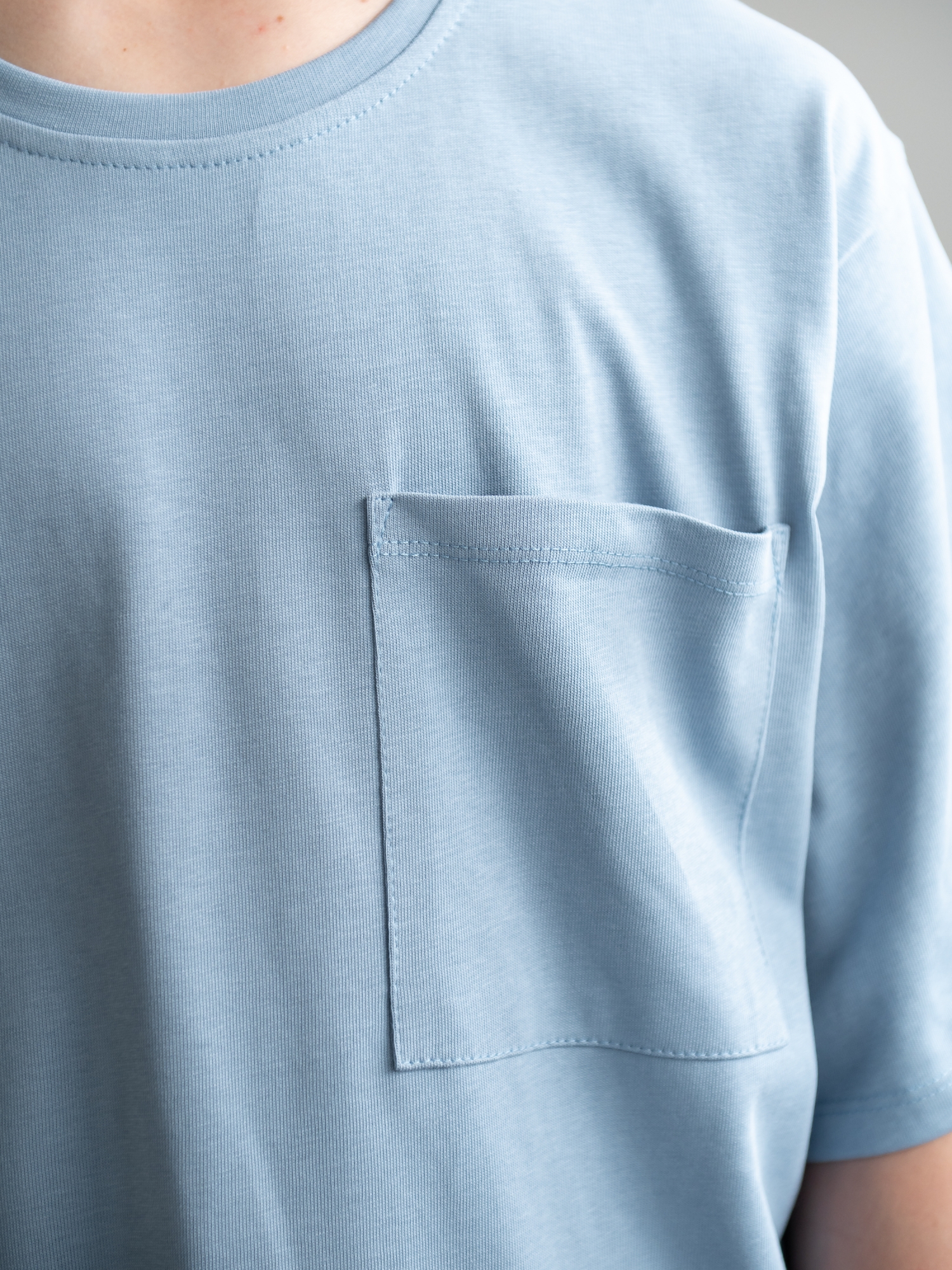 Футболка для мальчика оверсайз  (134/34, Голубой)