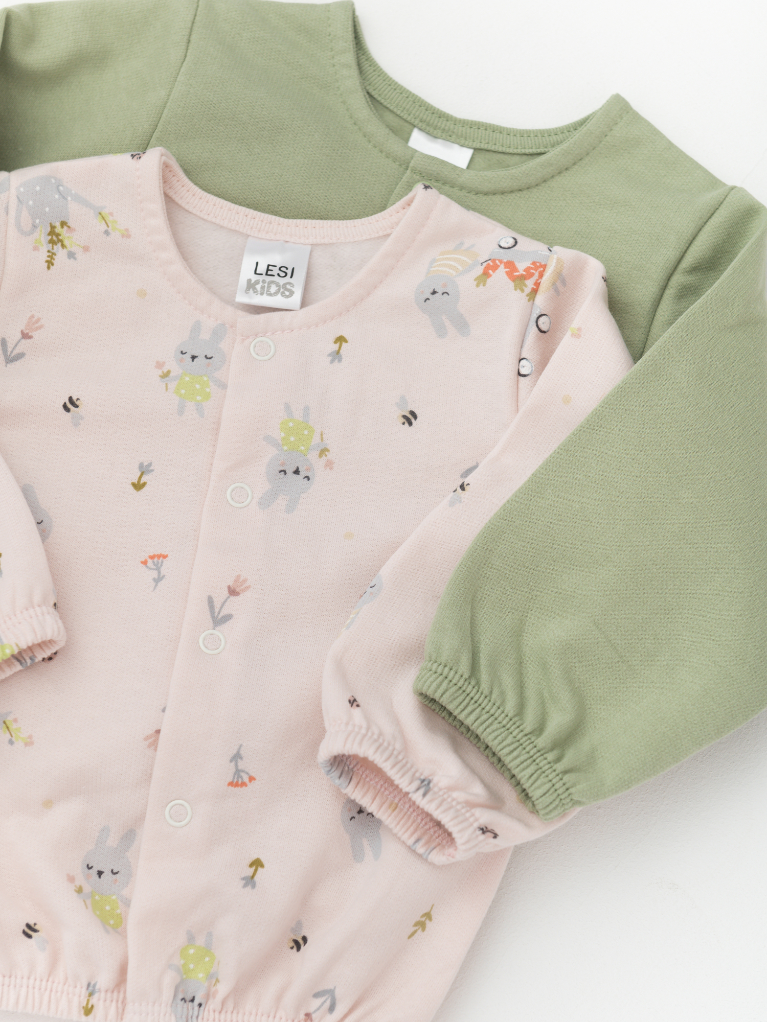 Кофта утепленная комплект 2шт. (68/22, зел/розовый)