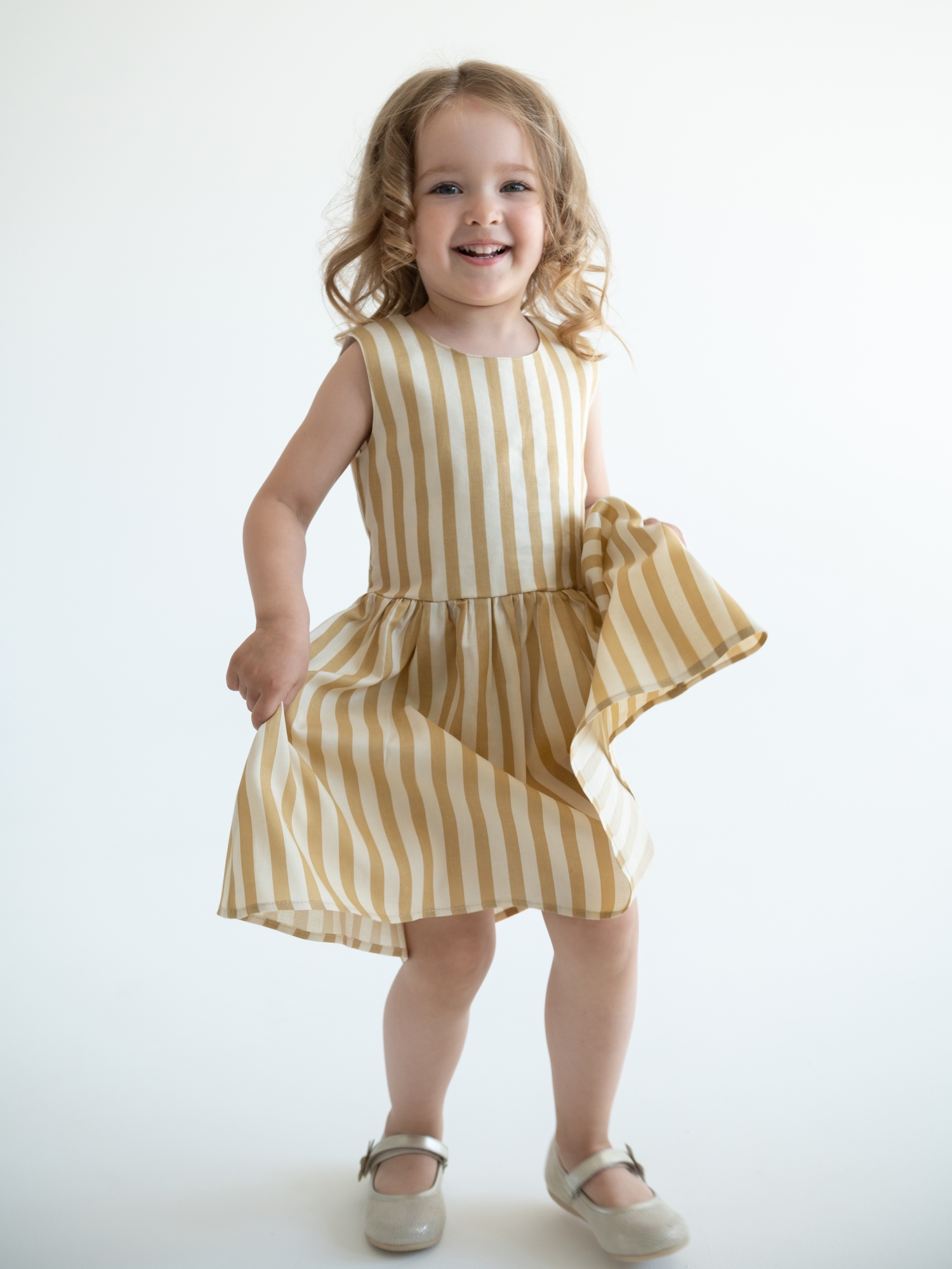 Платье в полоску (98/28, Белый/Корич)