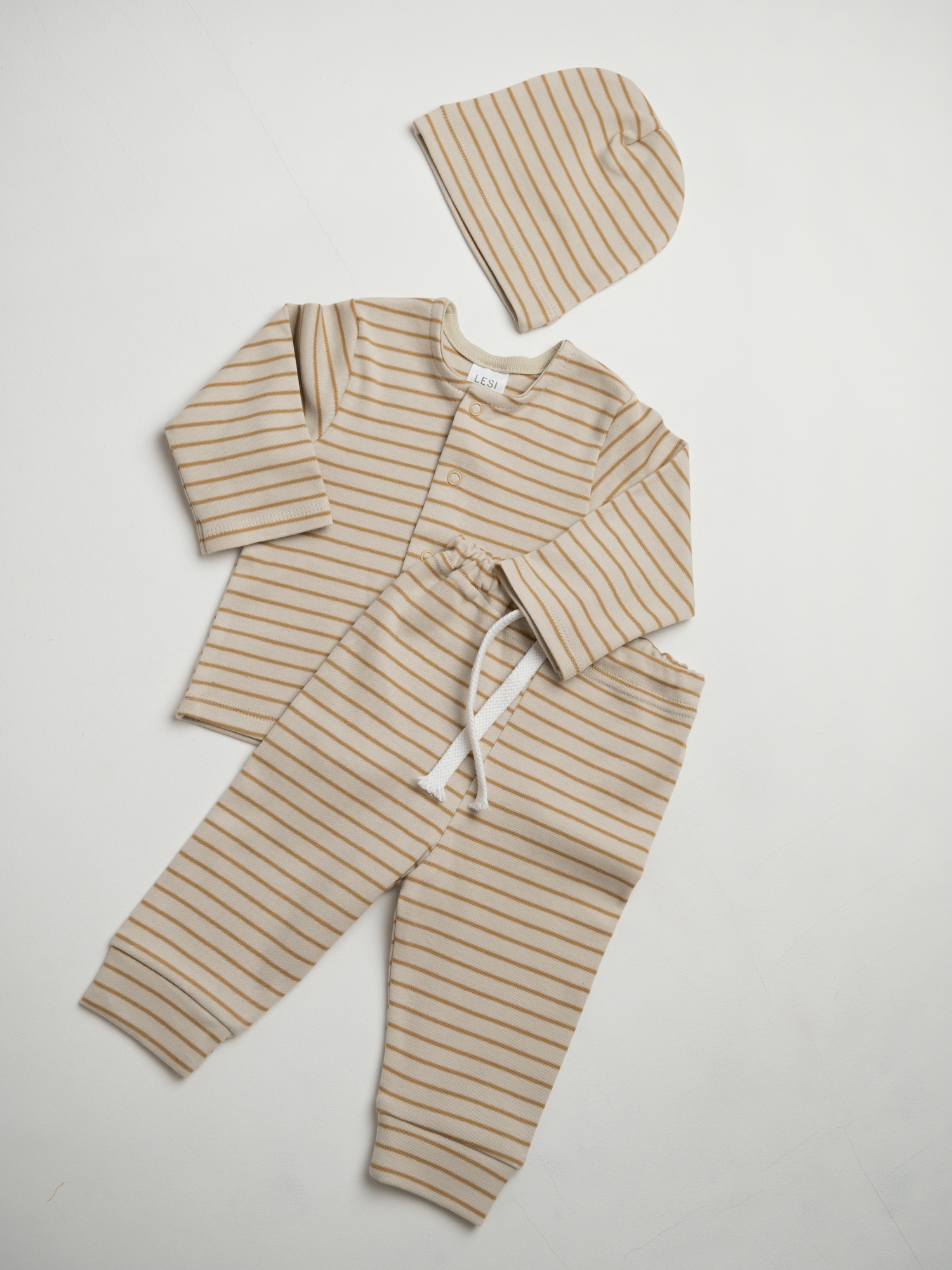 Кофточка на кнопках из трикотажного интерлока (68/22, Бежевый/Желтый)