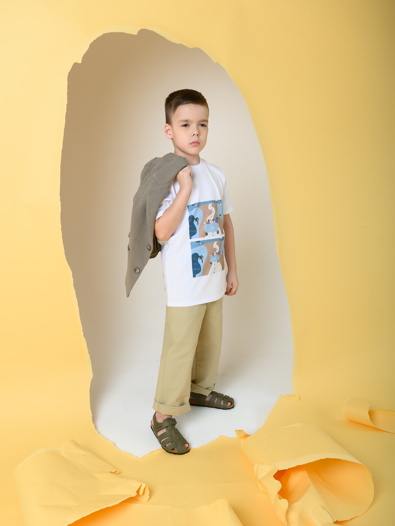 Футболка для мальчика (140/36, белый)