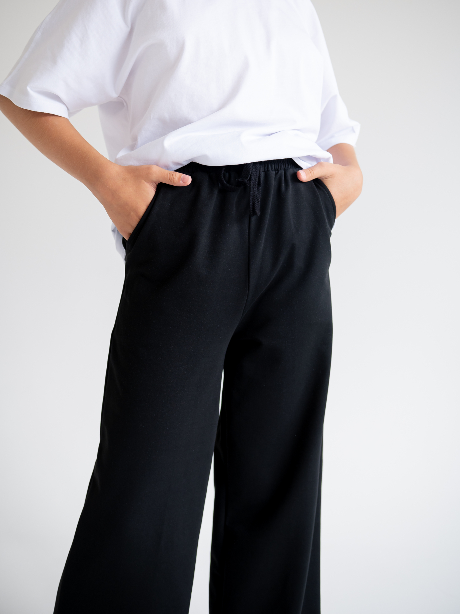 Брюки для девочки (134/34, Черный)