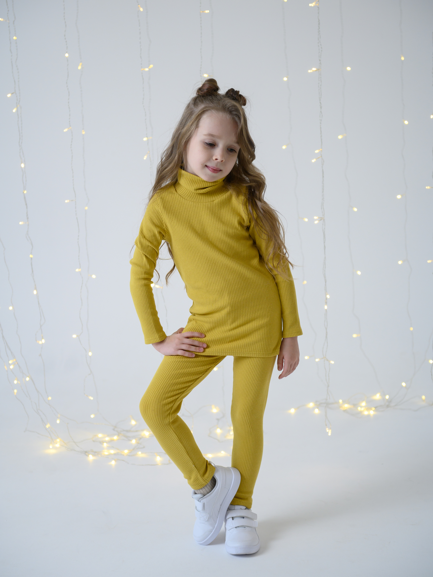 Костюм водолазка и легинсы (104/30, желтый)