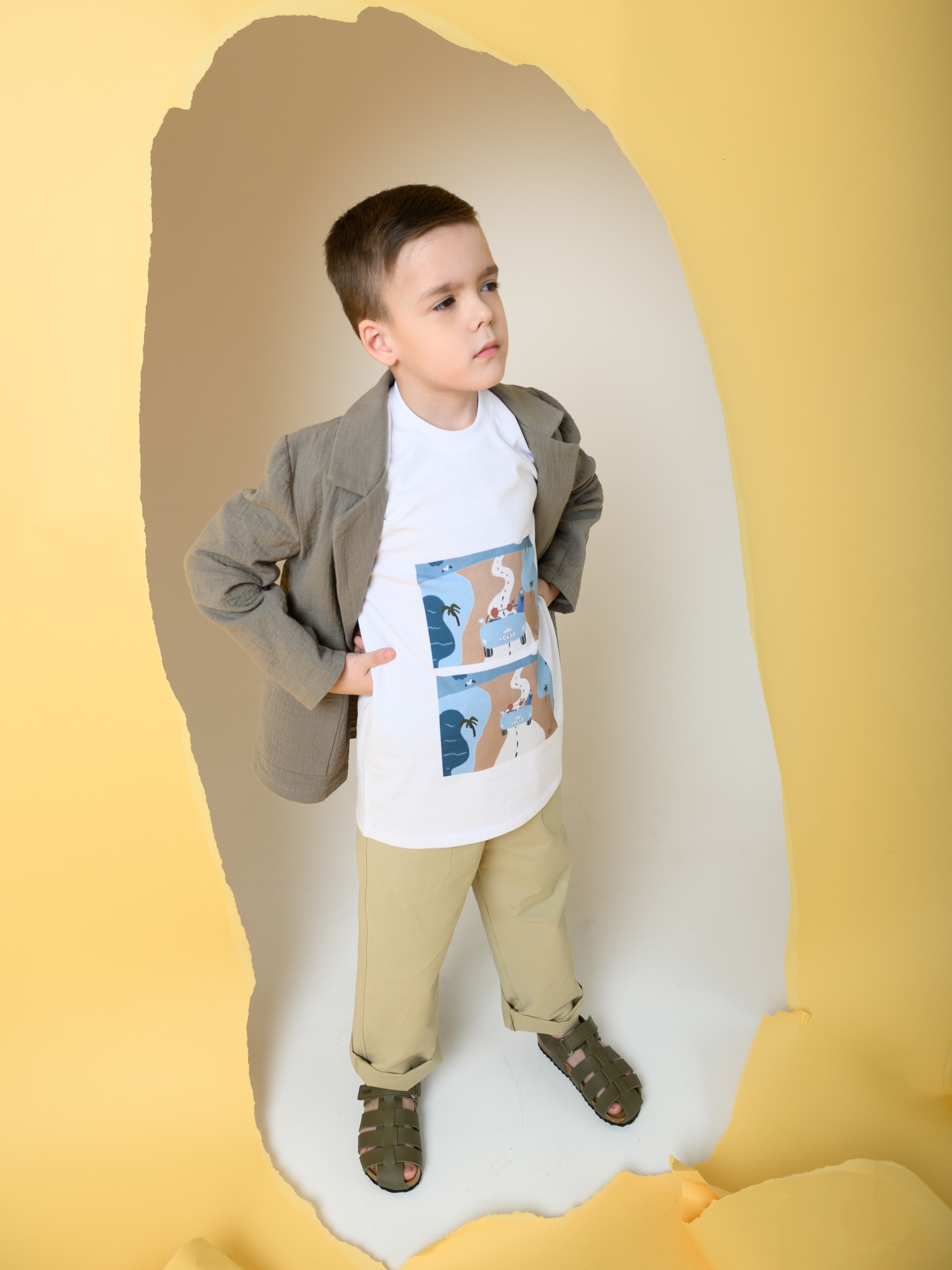 Футболка для мальчика (140/36, белый)