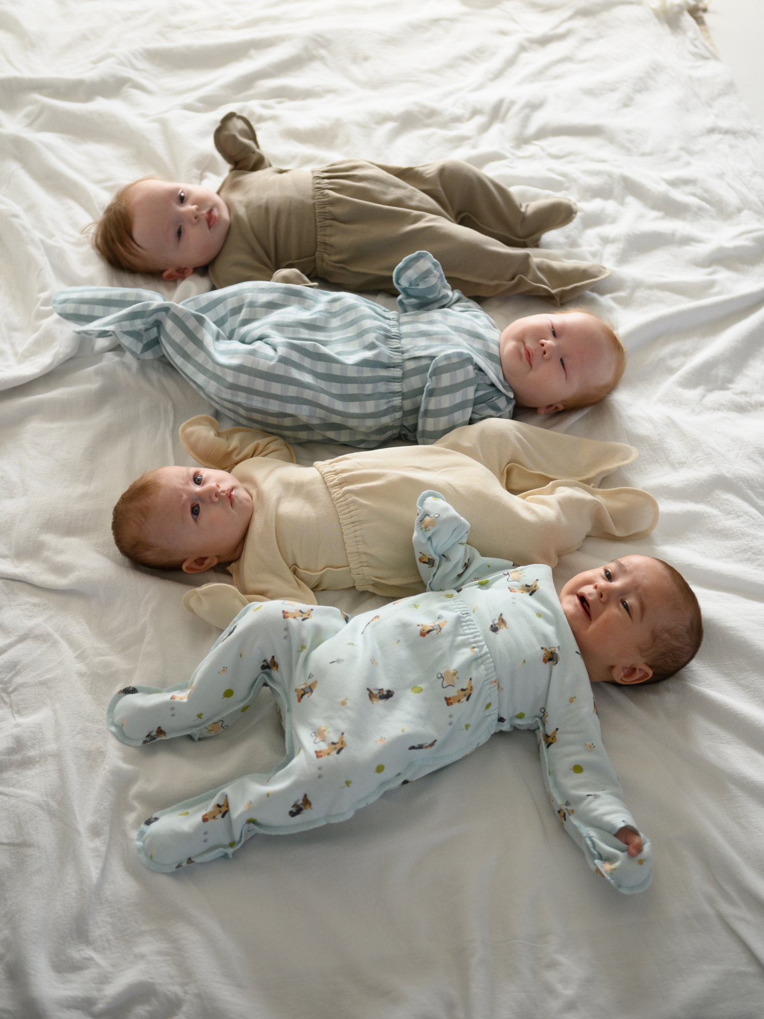 Распашонка утепленная комплект 4шт (56/18, беж/бирюза)