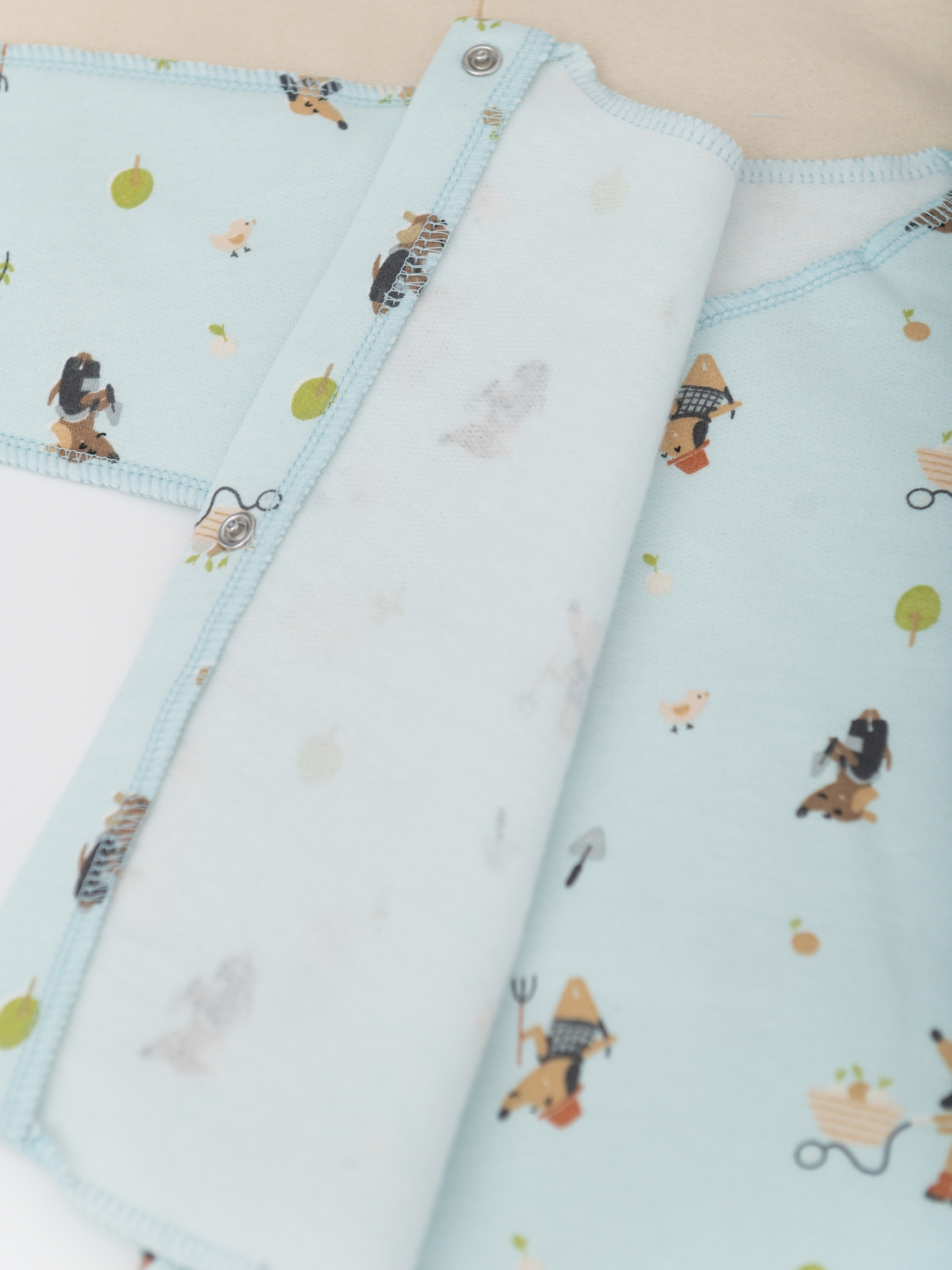 Распашонка утепленная комплект 4шт (56/18, беж/бирюза)