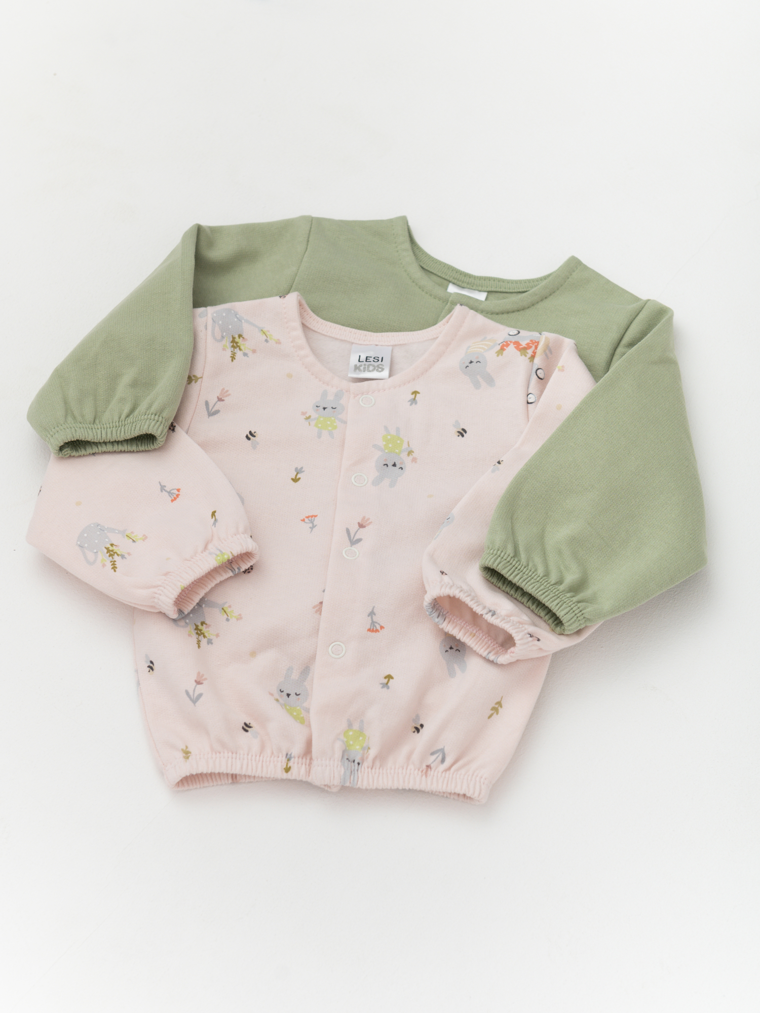 Кофта утепленная комплект 2шт. (68/22, зел/розовый)