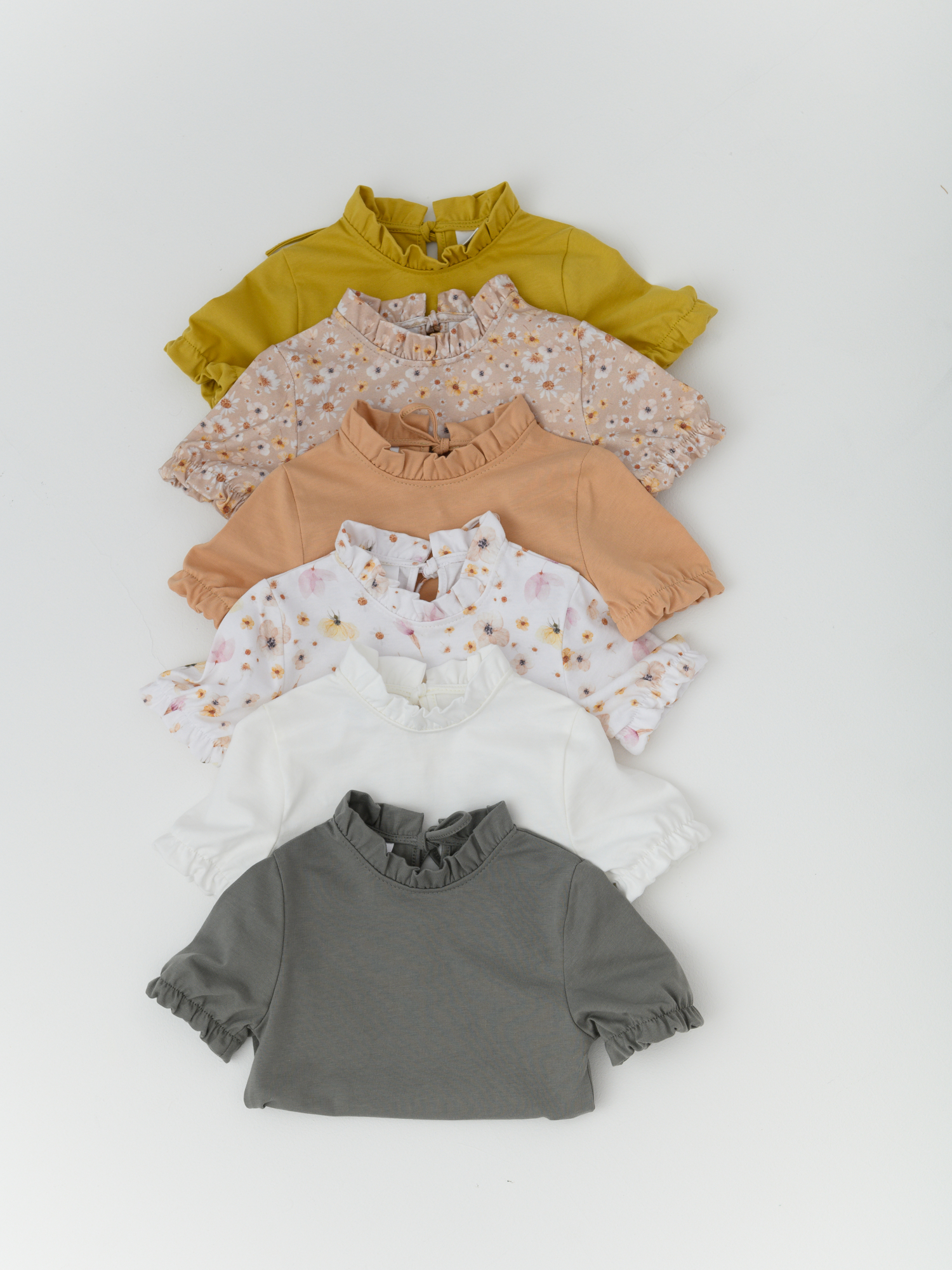 Футболка для девочки (116/32, персик/цветы)