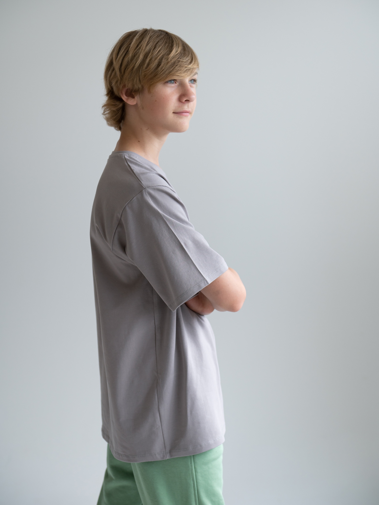 Футболка для мальчика оверсайз  (158/40, Серый)