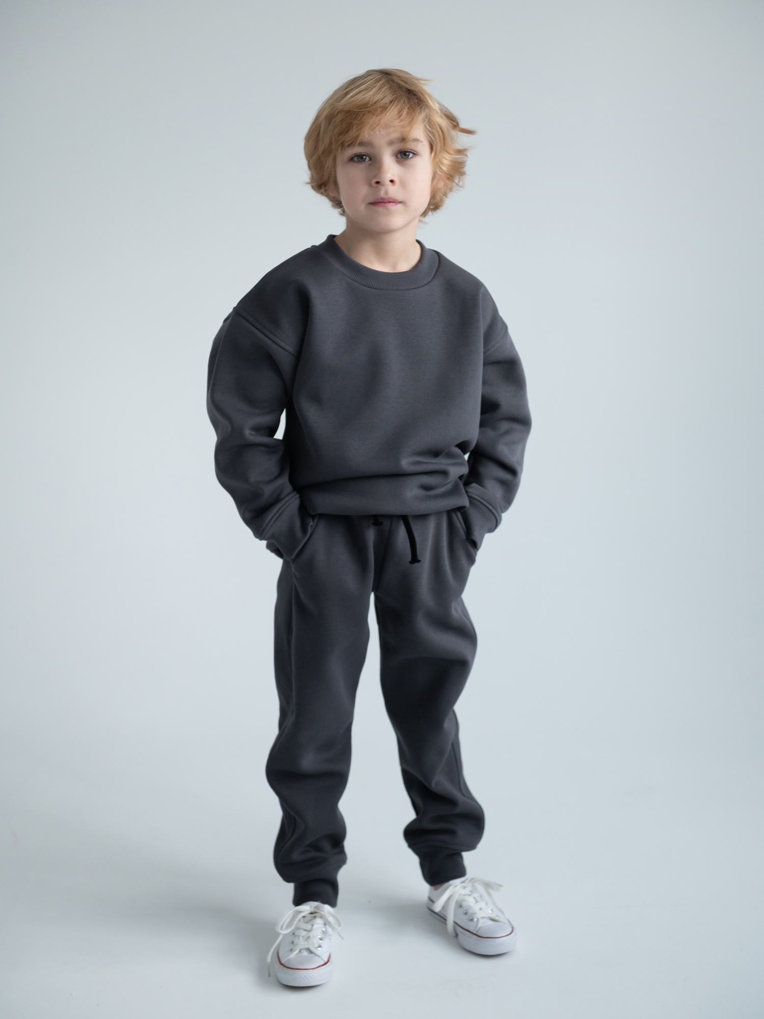 Костюм детский  трикотажный с начёсом (122/32, темно-серый)