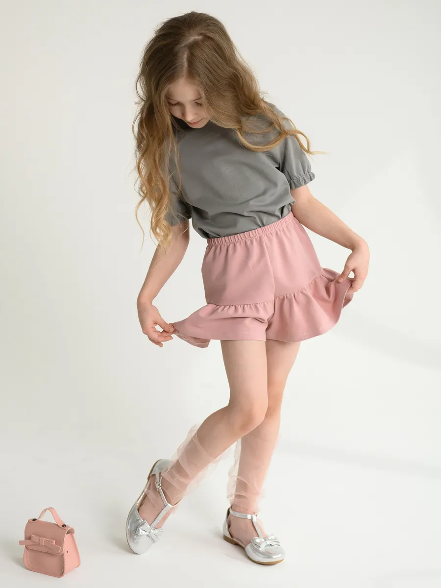 Шорты юбка  (122/32,светло-розовый)