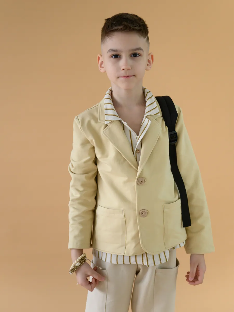 Жакет для мальчика (116/32, бежевый)