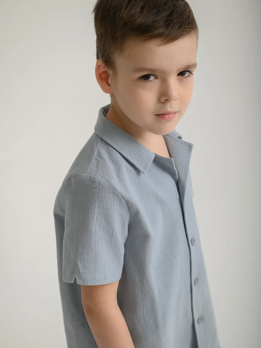 Рубашка для мальчика  (104/30, голубой)