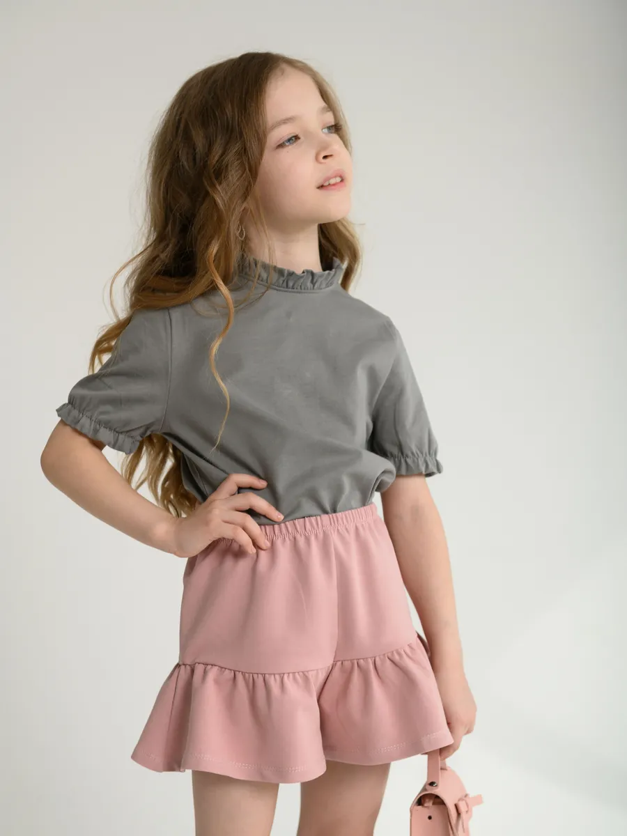 Шорты юбка  (122/32,светло-розовый)