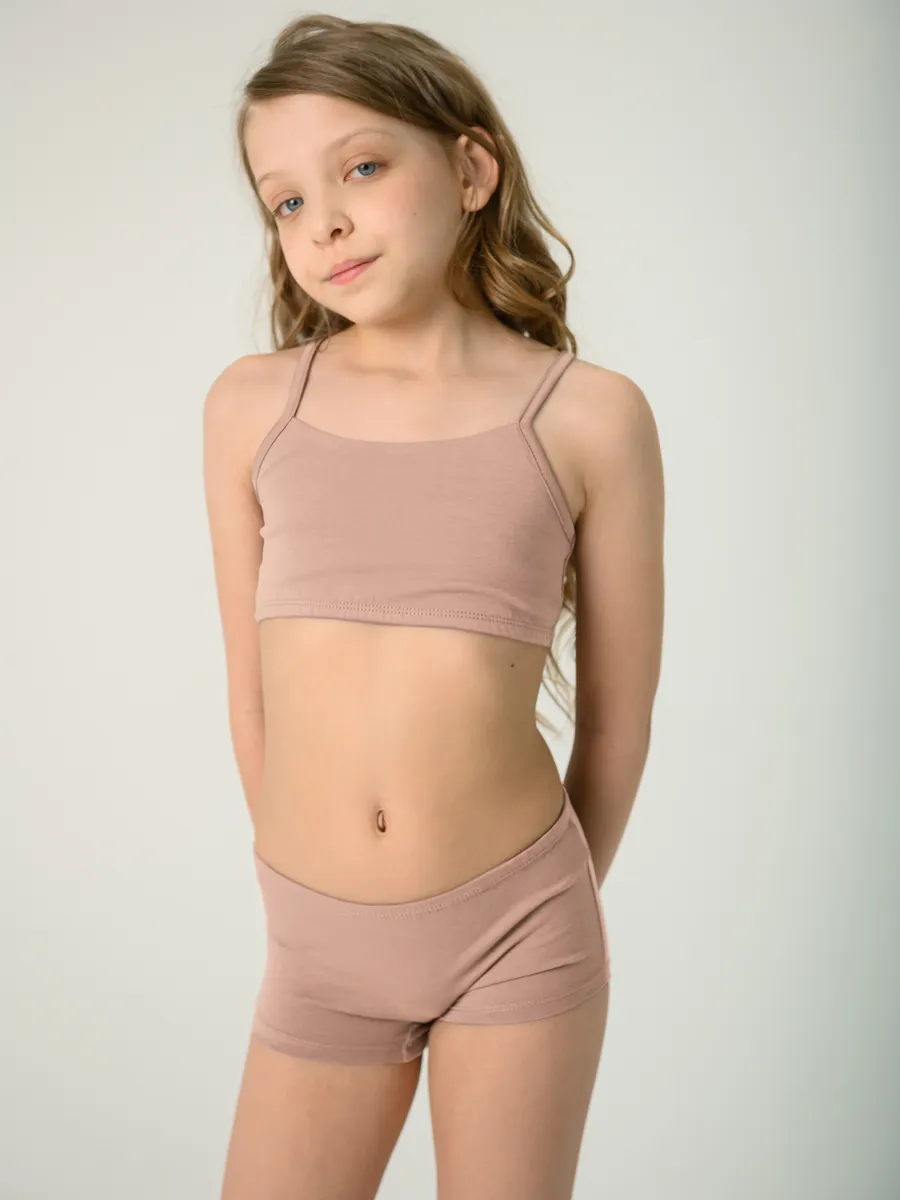 Топ бельевой для девочки (128/34, Бежевый)