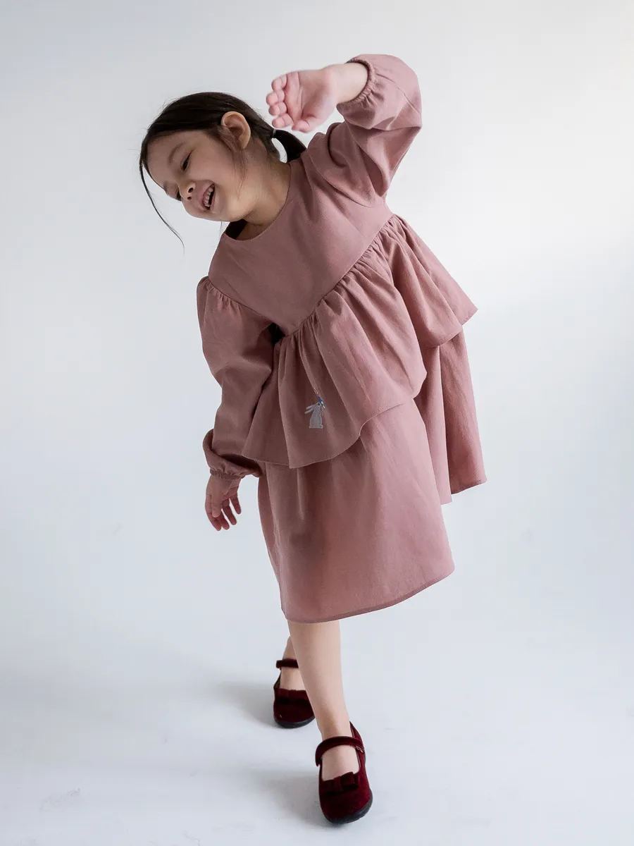 Платье хлопковое сухая роза (104/30, Розовый)