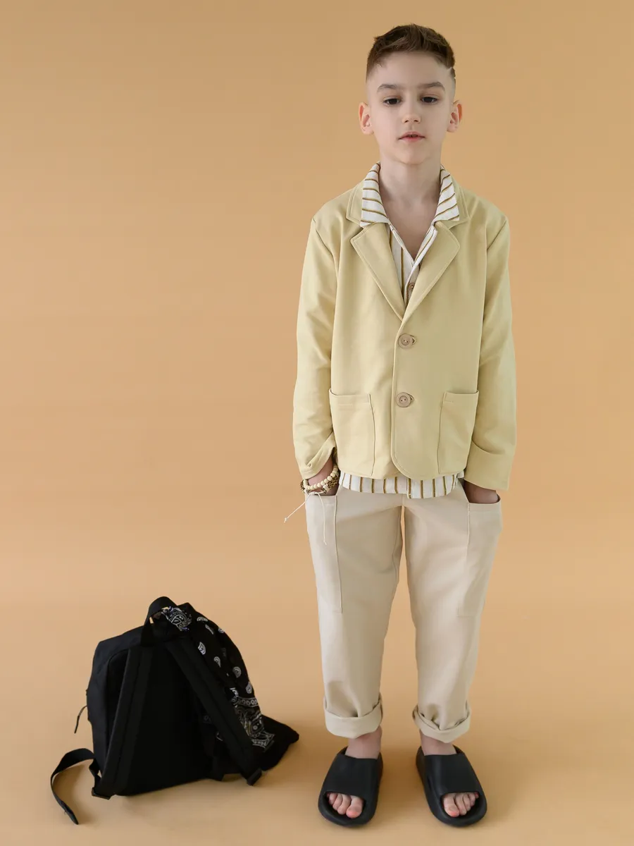 Жакет для мальчика (116/32, бежевый)