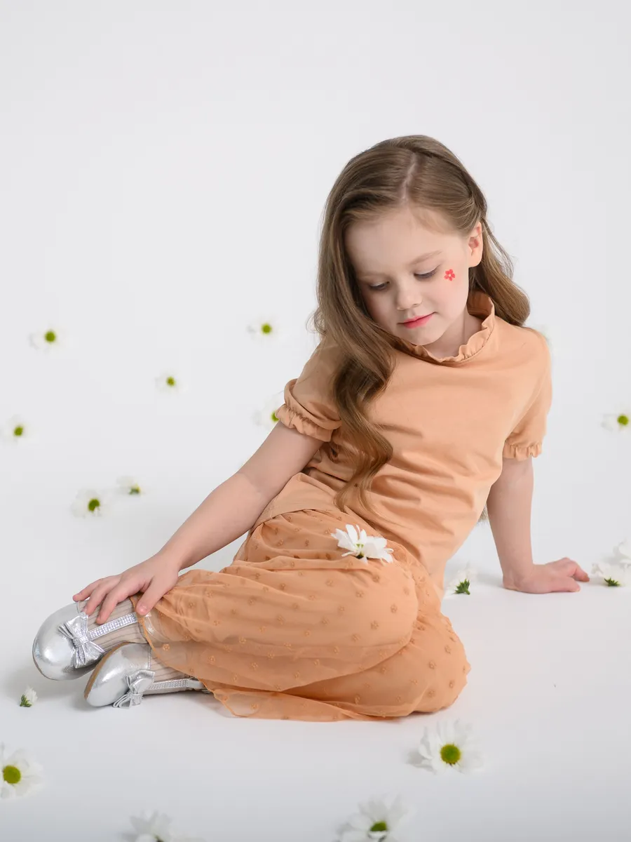 Легинсы для девочки цветы (104/30, персик)