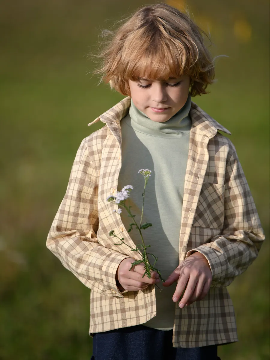 Рубашка для мальчика хлопковая (104/30, бежевый)