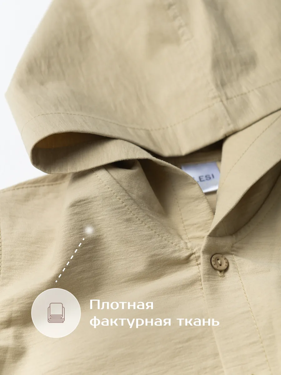 Рубашка хлопковая с капюшоном (104/30, оливковый)