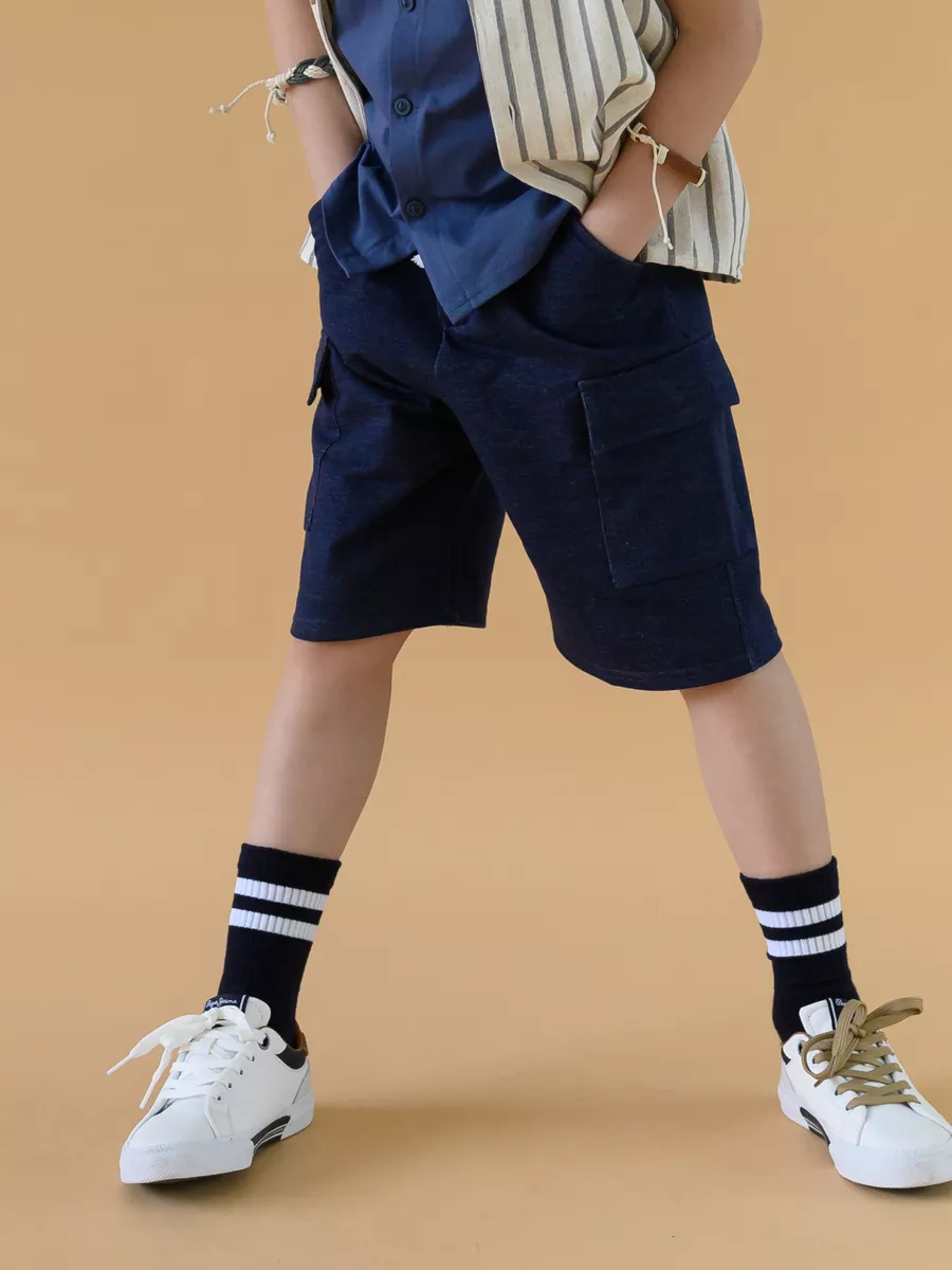 Шорты для мальчика  с карманами (104/30, джинс)