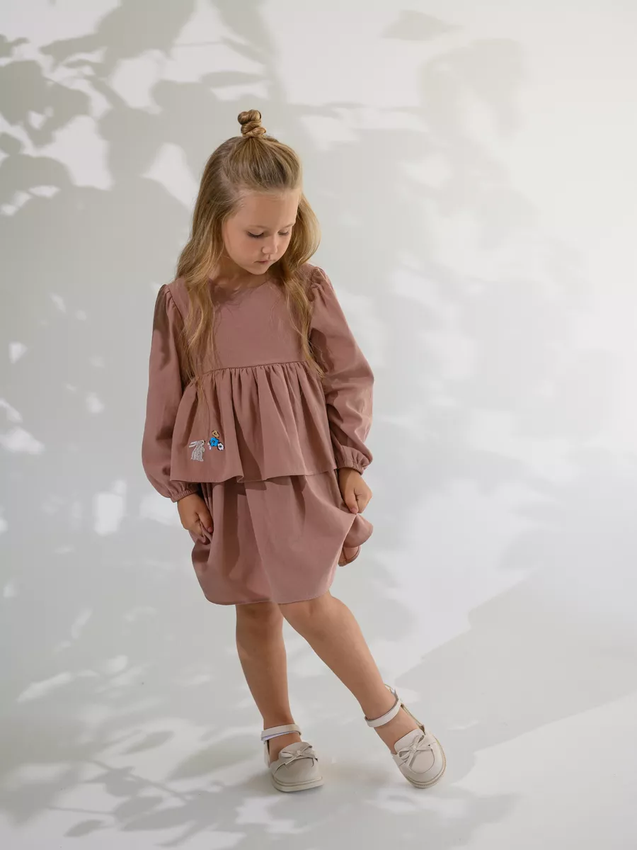 Платье хлопковое сухая роза (104/30, Розовый)