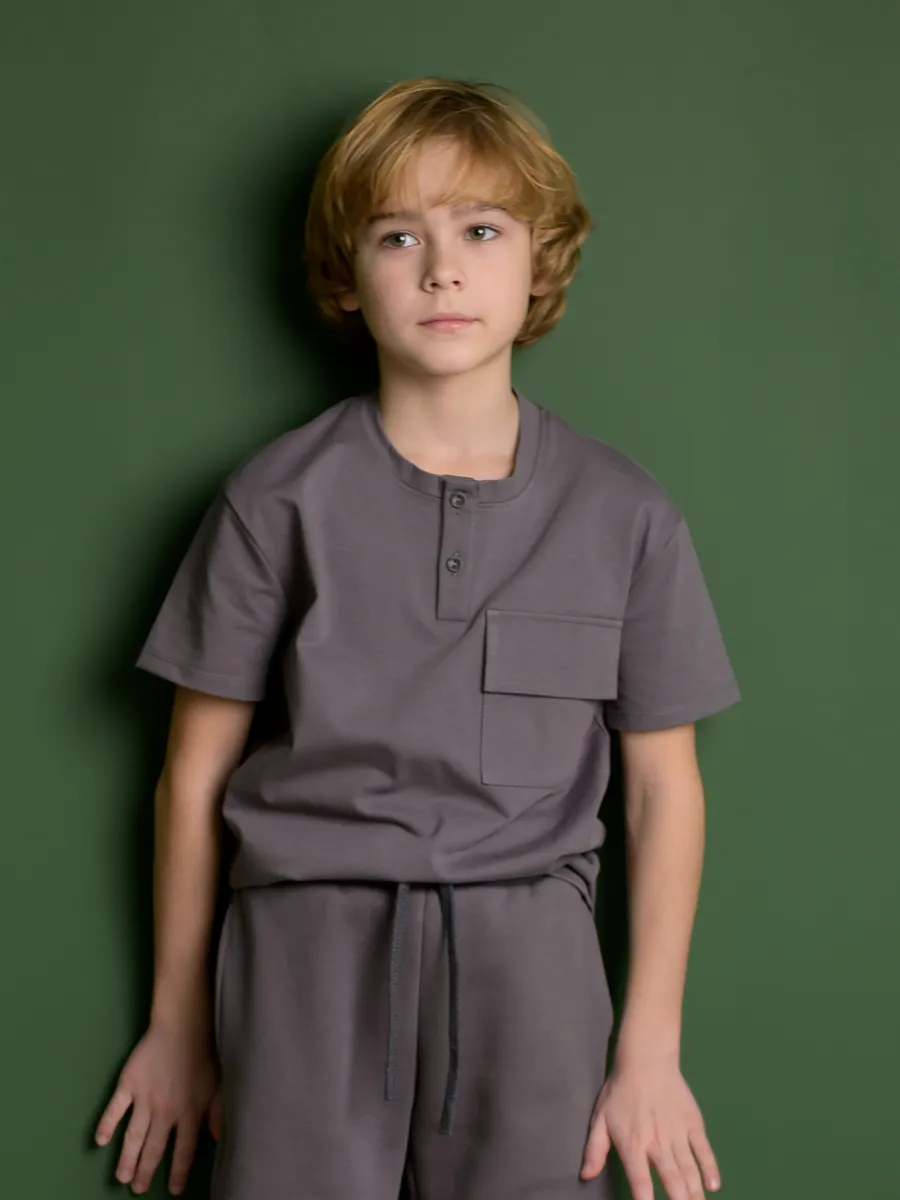 Футболка для мальчика   (98/28, тем.серый)