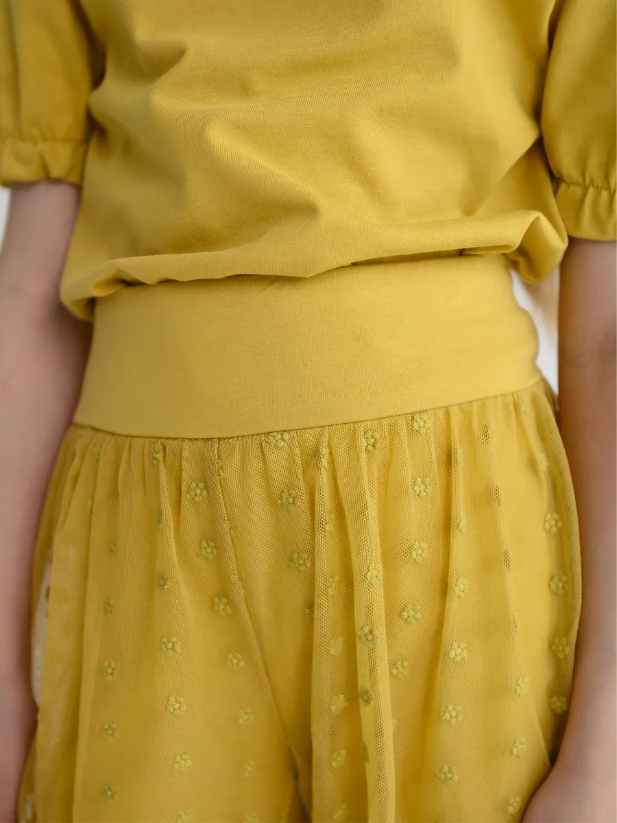 Легинсы для девочки цветы (желтый, 104/30)