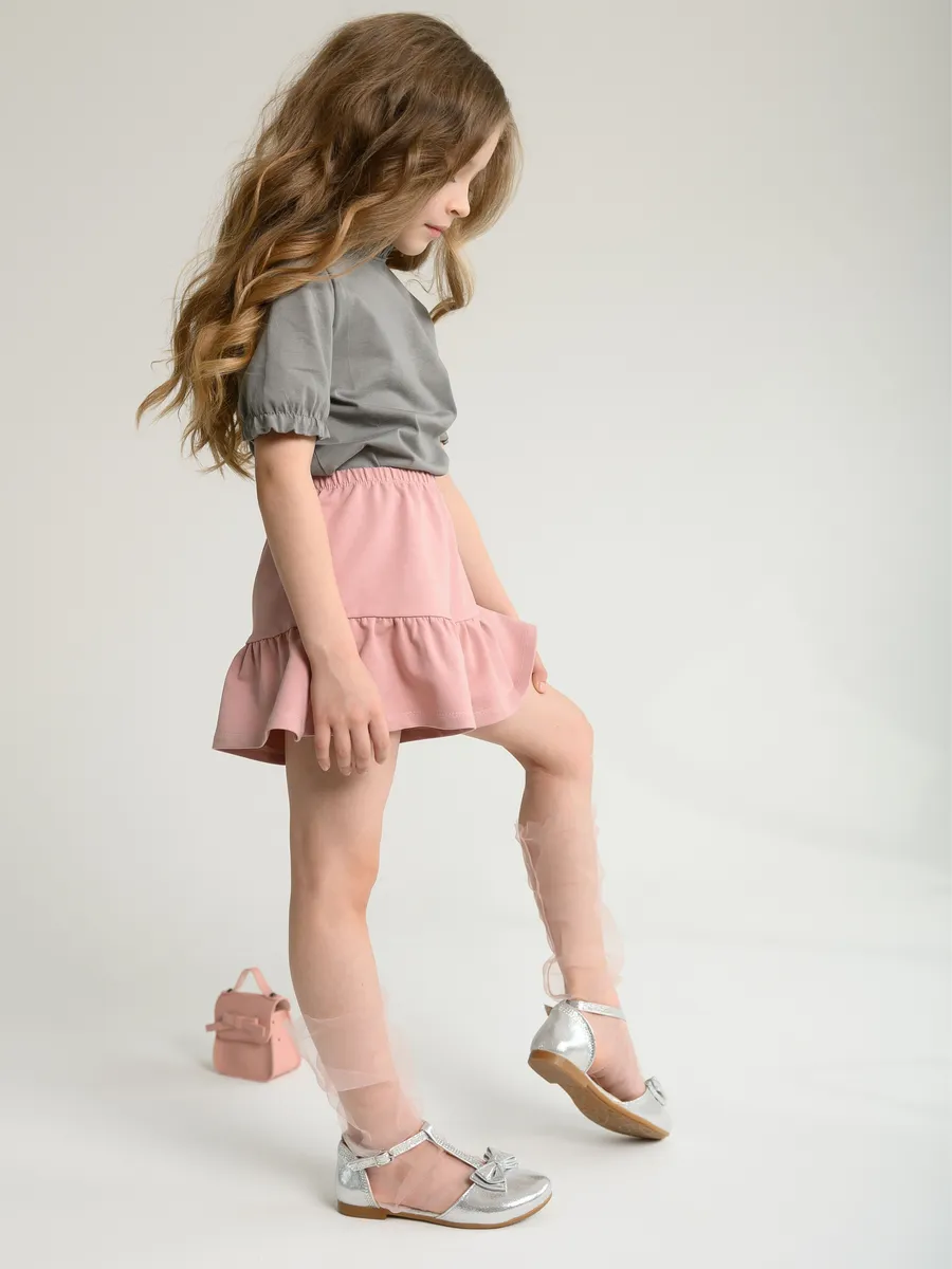 Шорты юбка  (122/32,светло-розовый)