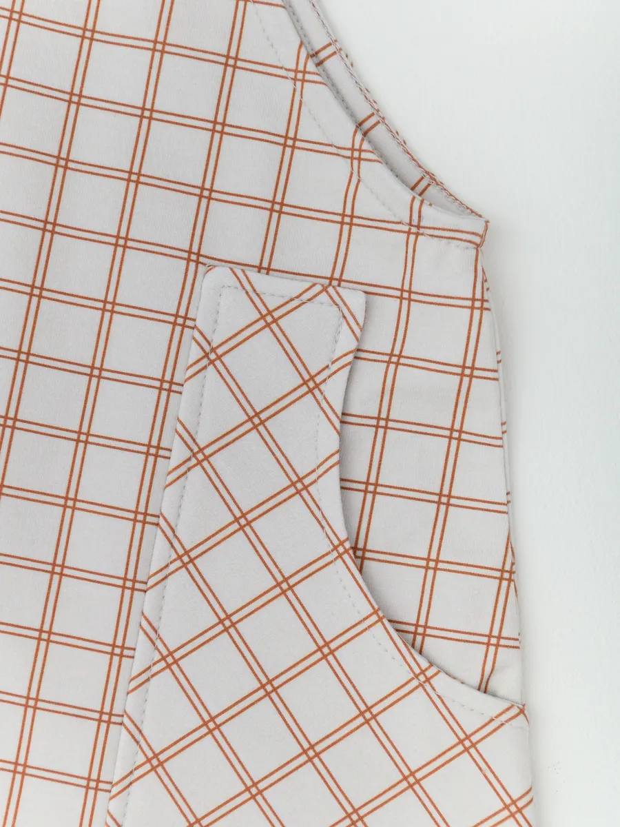 Сарафан для девочки (98/28, беж/клетка)