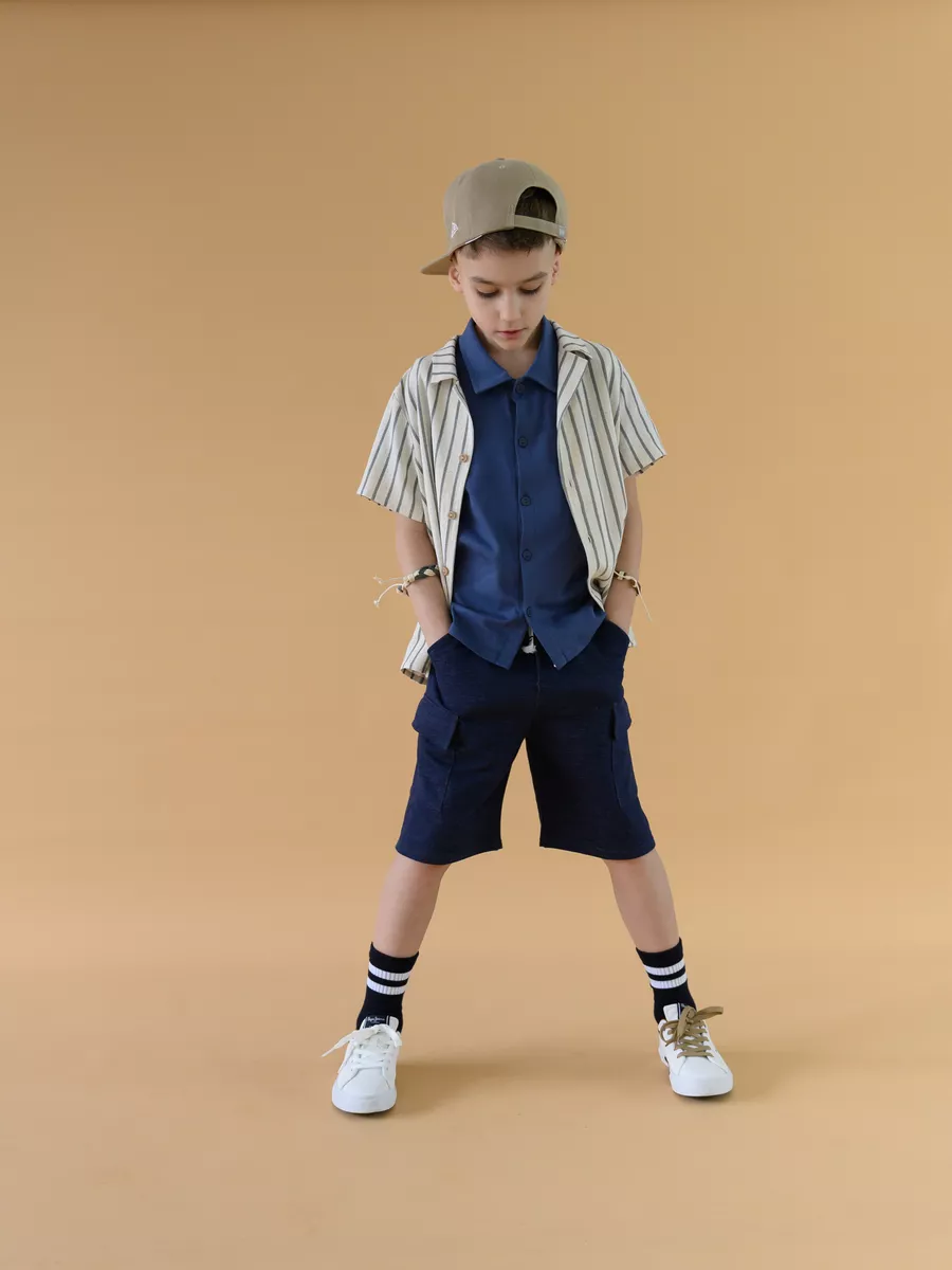 Шорты для мальчика  с карманами (104/30, джинс)