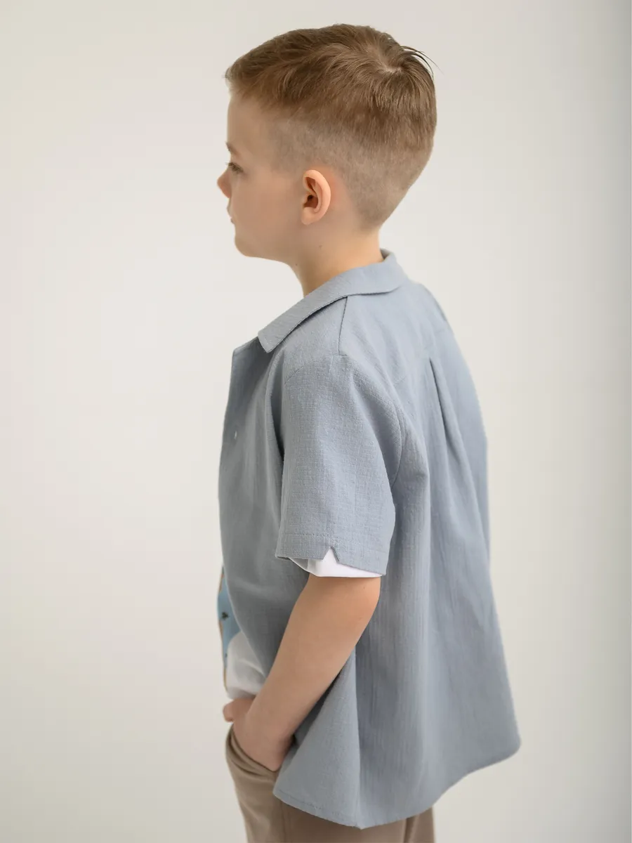 Рубашка для мальчика  (104/30, голубой)