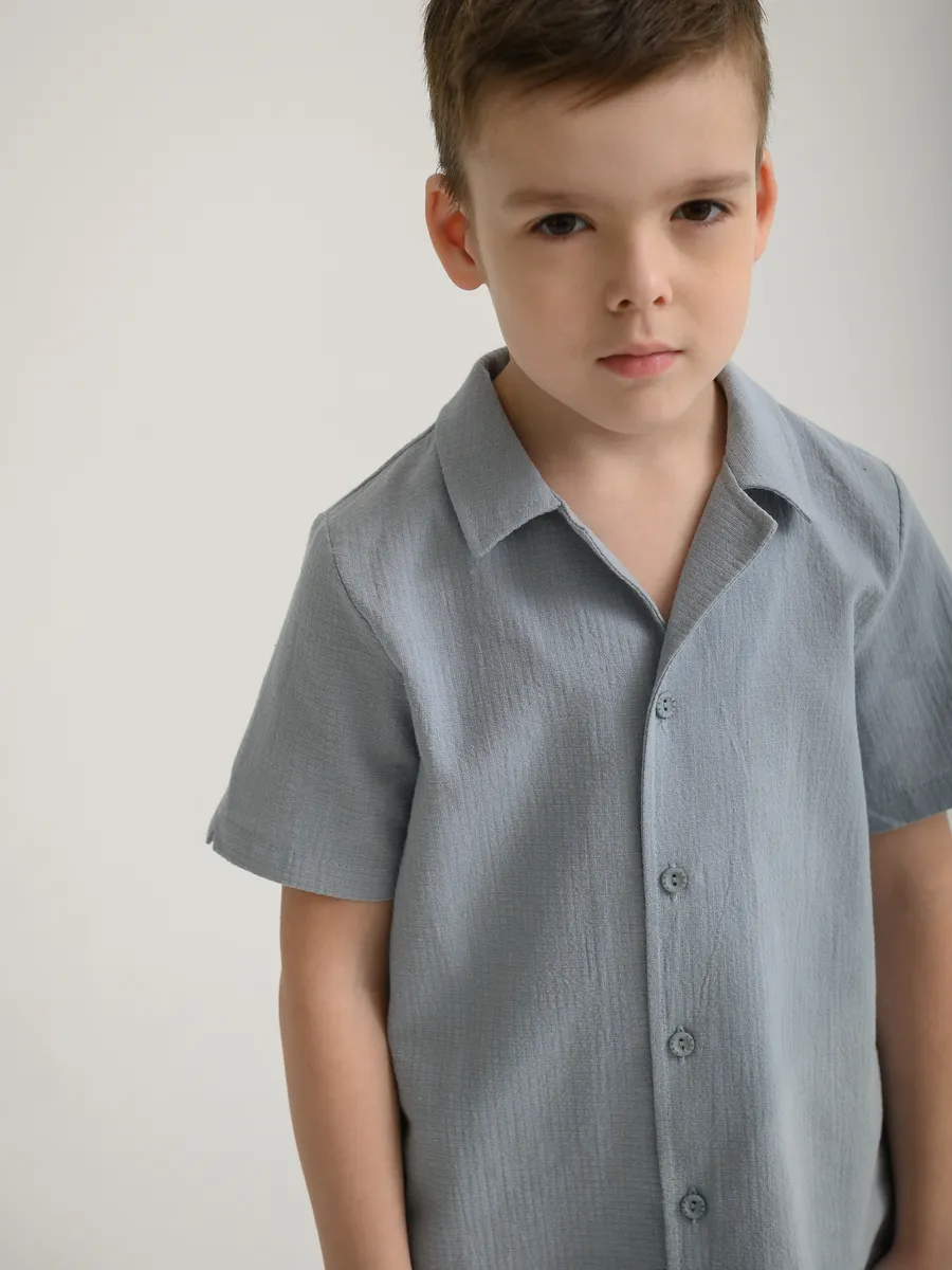 Рубашка для мальчика  (104/30, голубой)