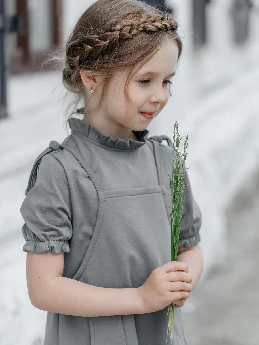 Сарафан для девочки (серый, 122/32)