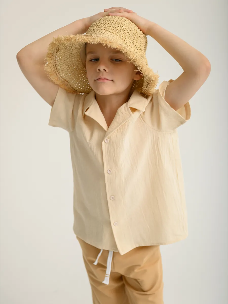 Рубашка для мальчика  (128/34, экрю)