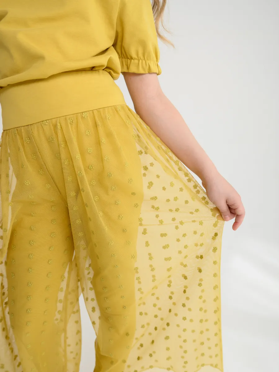 Легинсы для девочки цветы (желтый, 104/30)