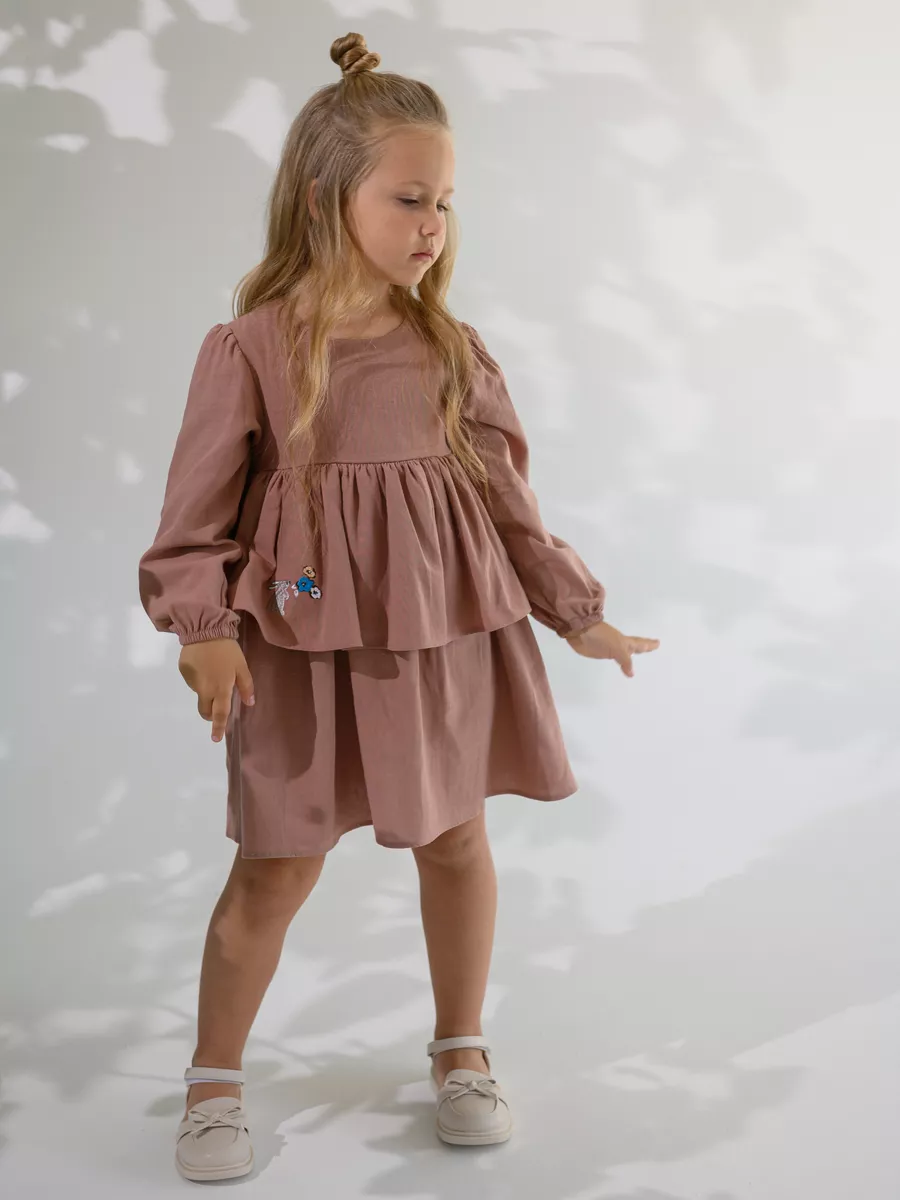 Платье хлопковое сухая роза (104/30, Розовый)