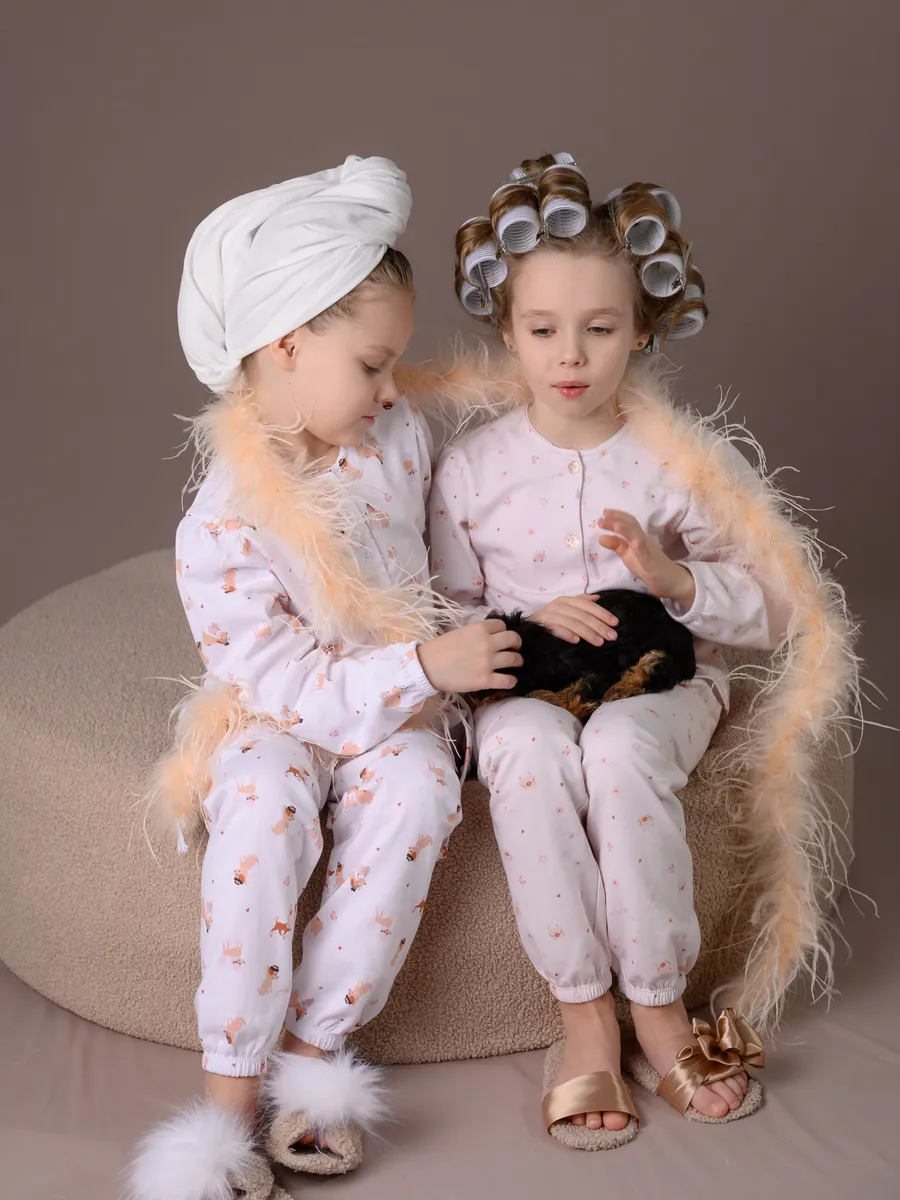 Пижама для девочки утепленная (104/30, белый)