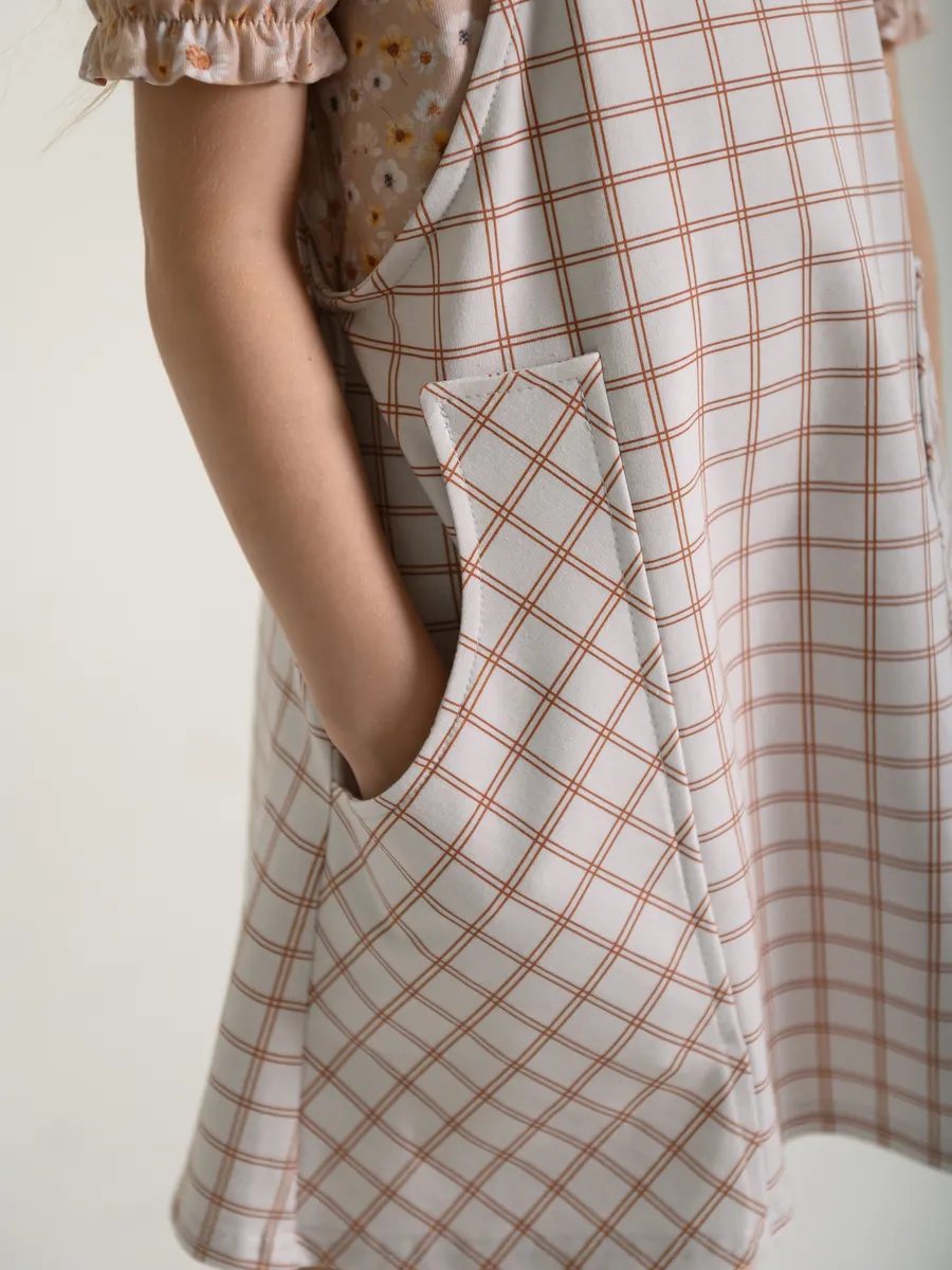 Сарафан для девочки (98/28, беж/клетка)