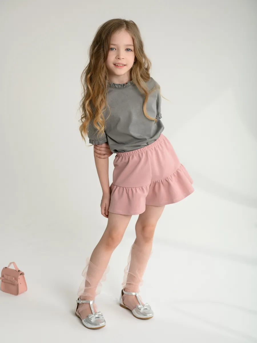 Шорты юбка  (122/32,светло-розовый)